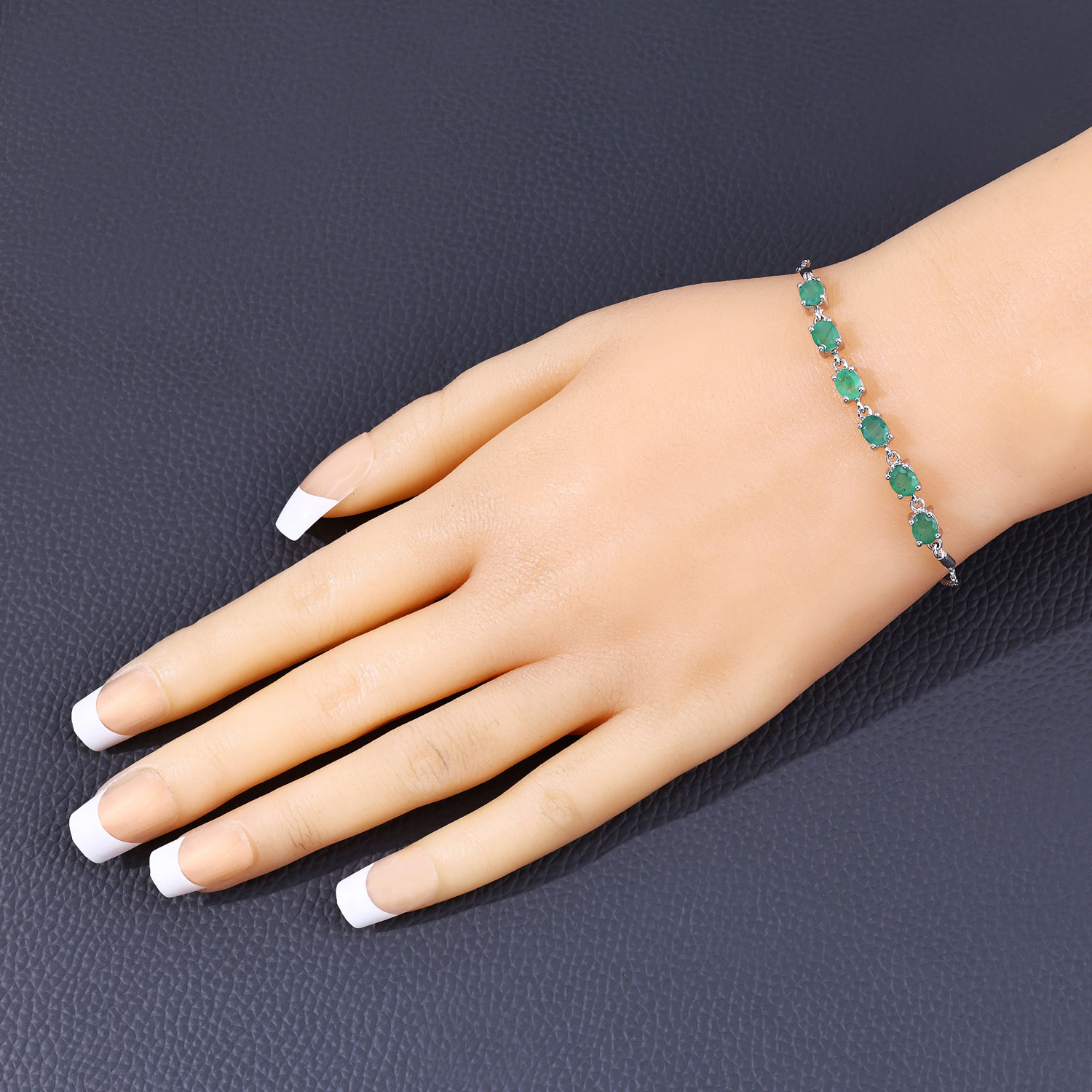 1.68 Carat Genuine Emerald .925 Sterling Silver Bracelet