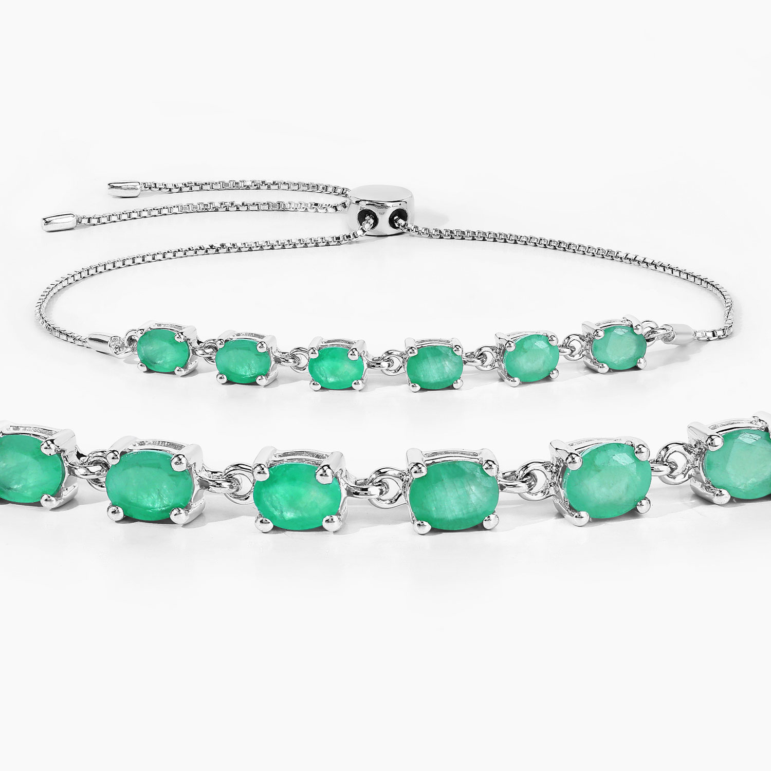 1.68 Carat Genuine Emerald .925 Sterling Silver Bracelet