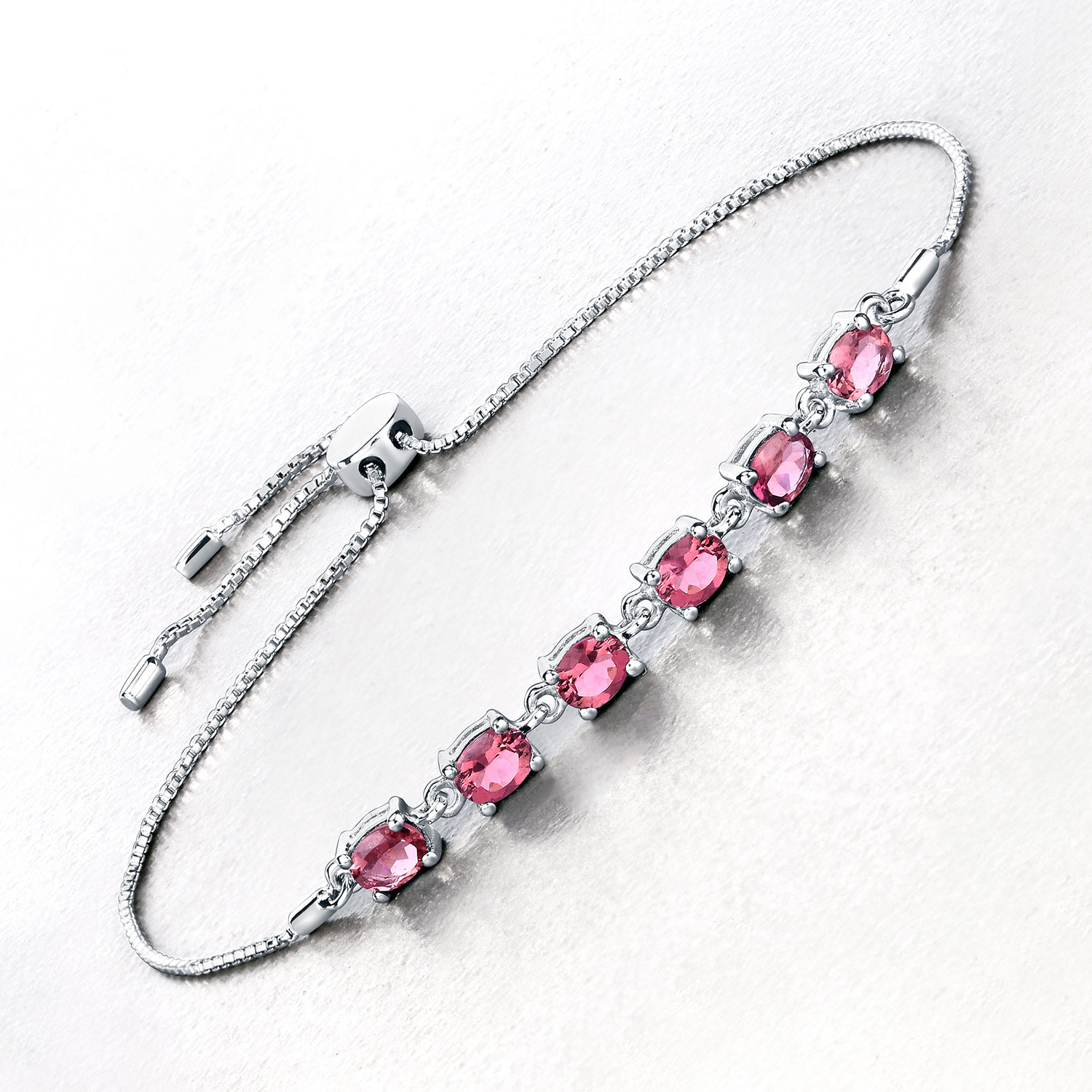 1.86 Carat Genuine Pink Tourmaline .925 Sterling Silver Bracelet