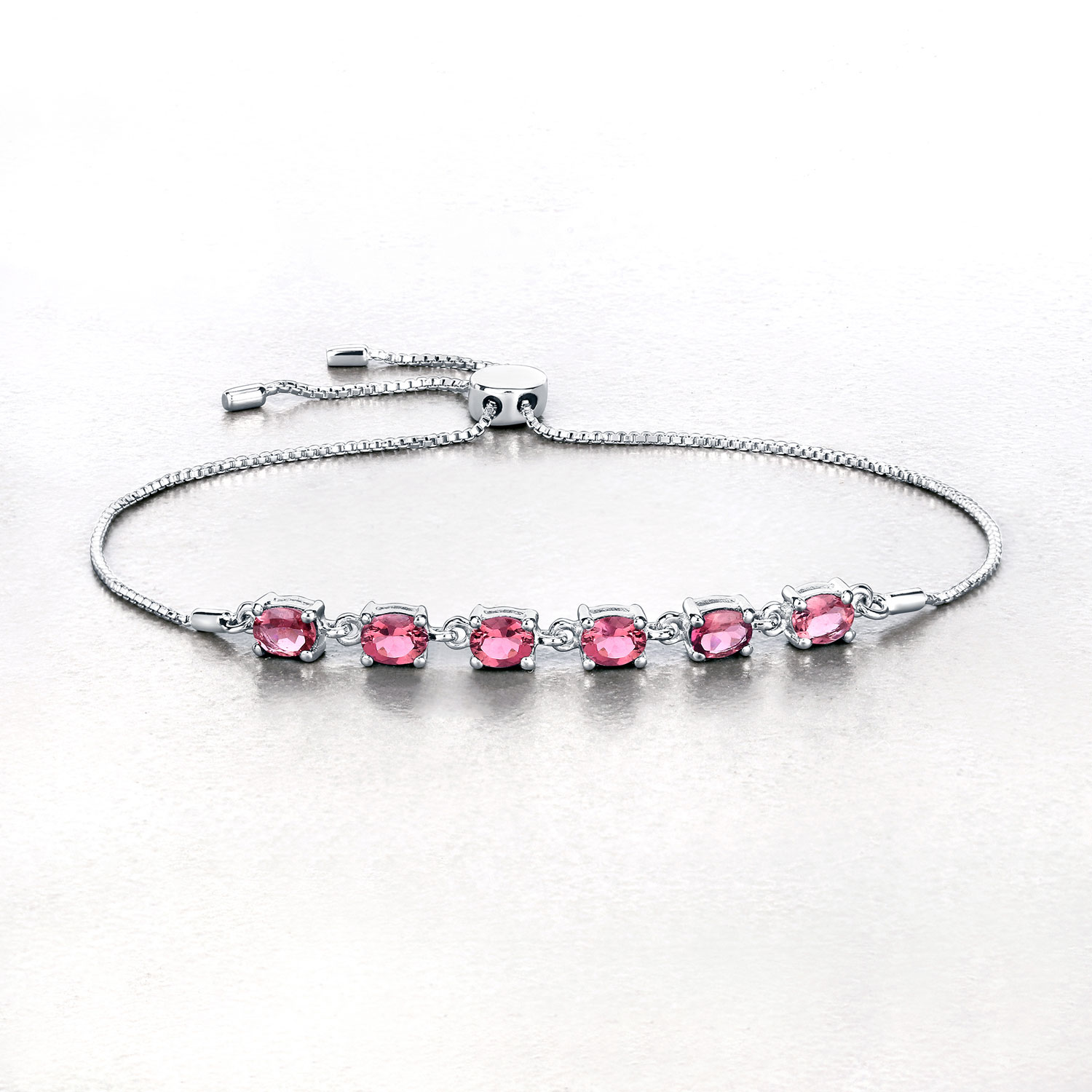 1.86 Carat Genuine Pink Tourmaline .925 Sterling Silver Bracelet