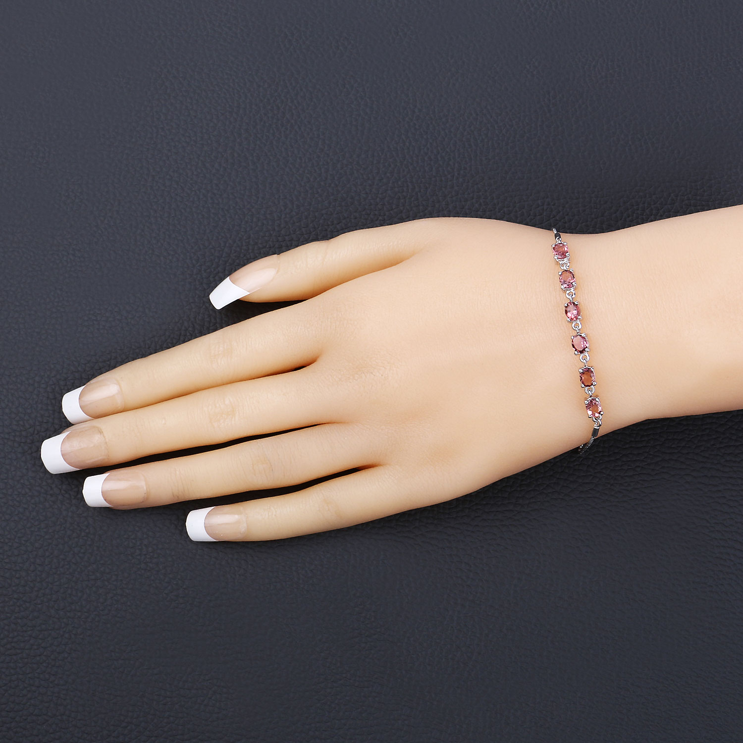 1.86 Carat Genuine Pink Tourmaline .925 Sterling Silver Bracelet