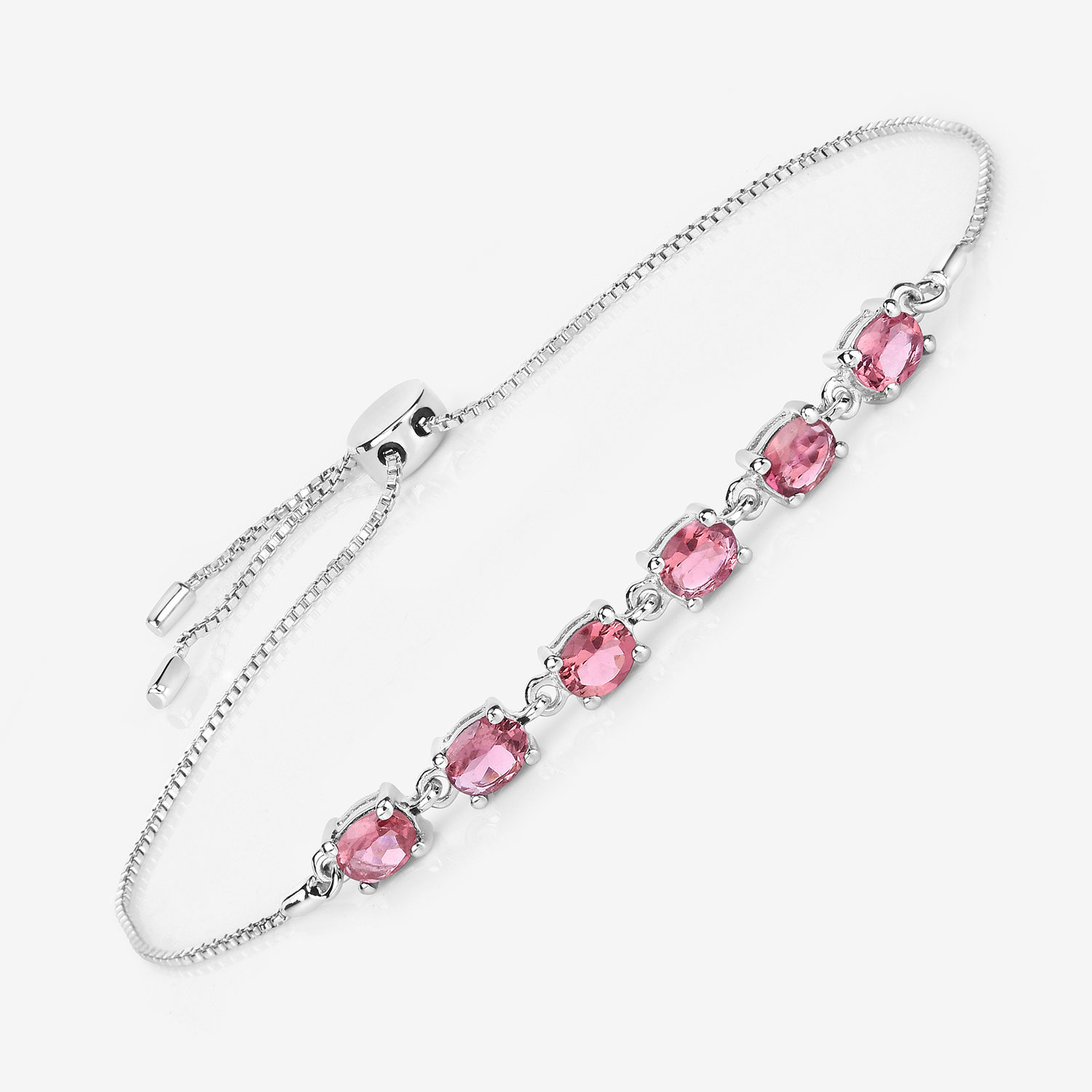 1.86 Carat Genuine Pink Tourmaline .925 Sterling Silver Bracelet