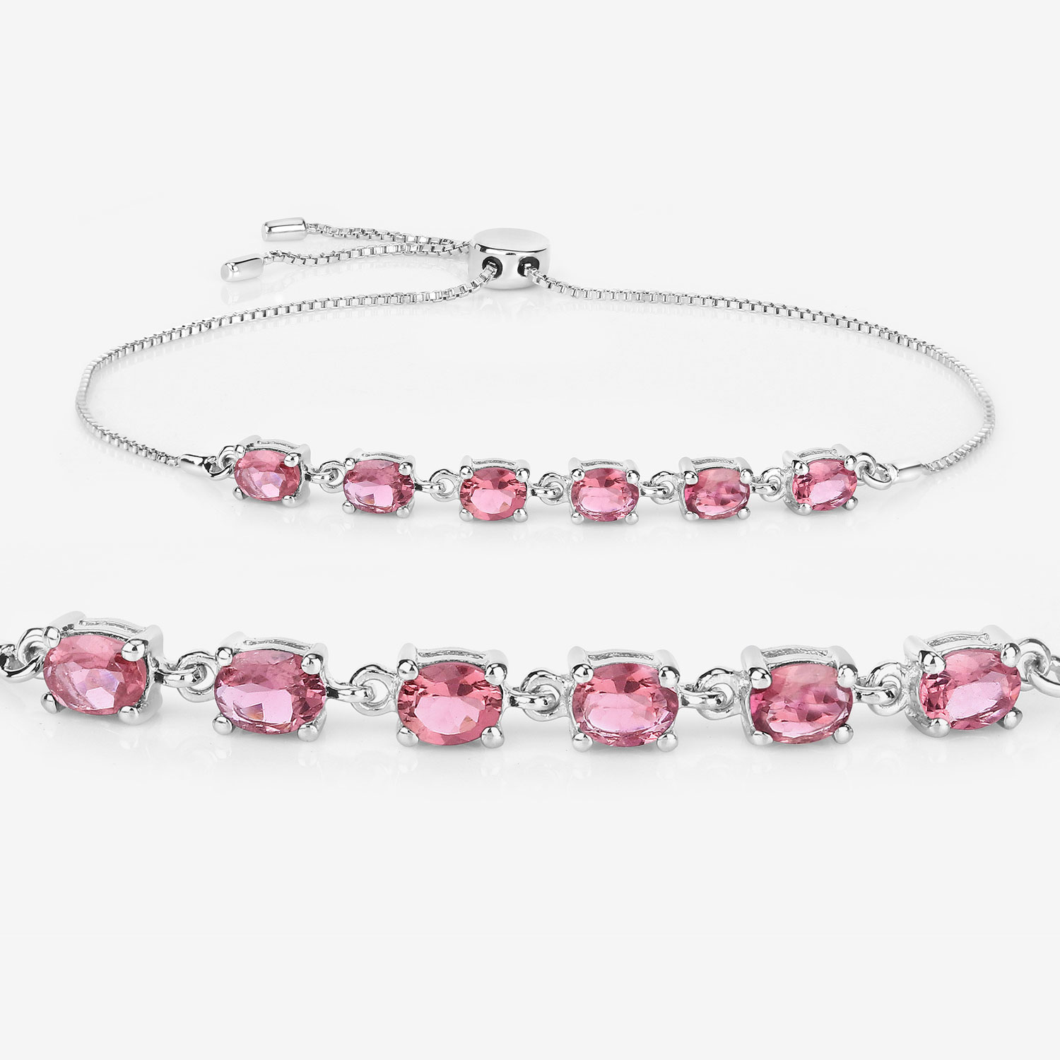 1.86 Carat Genuine Pink Tourmaline .925 Sterling Silver Bracelet