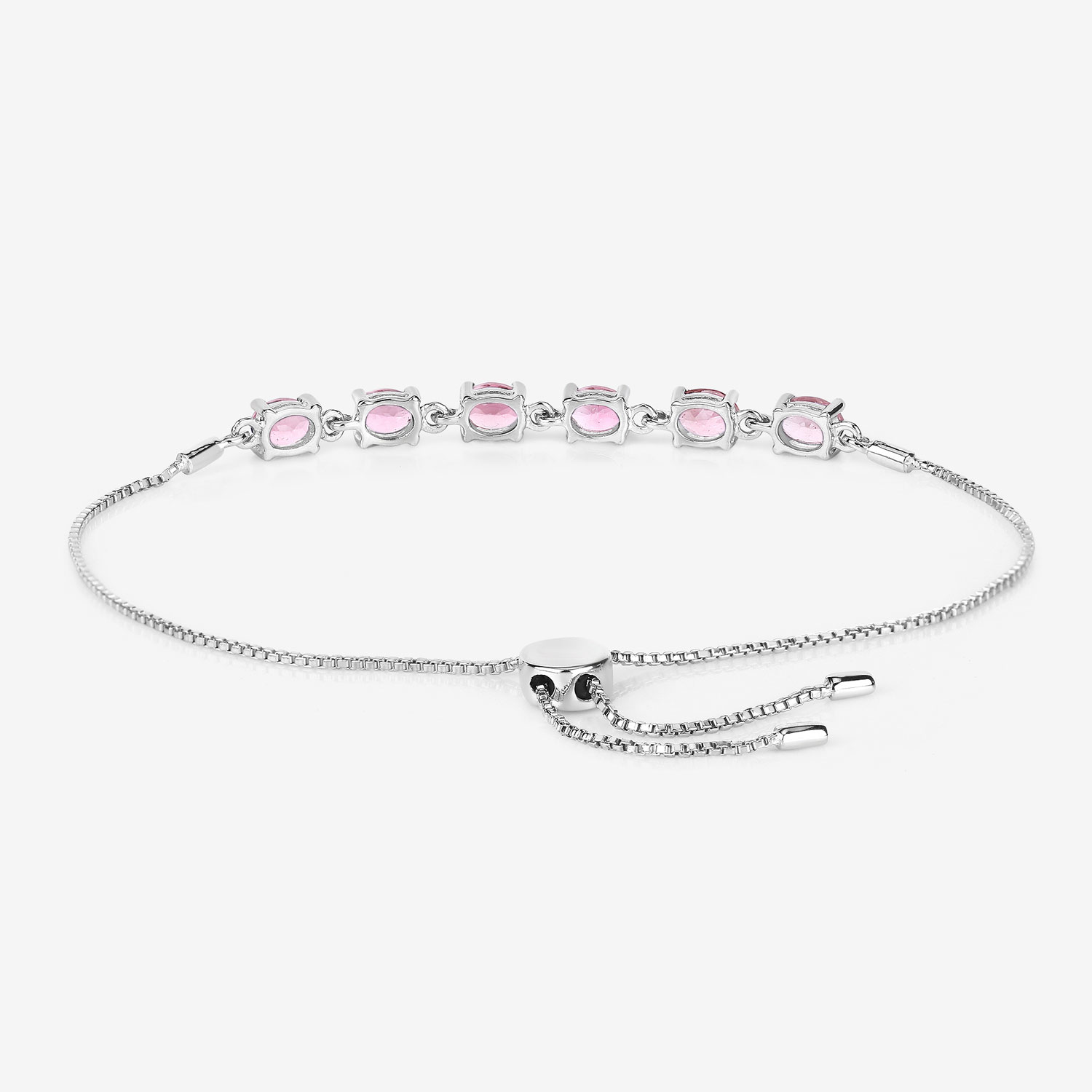 1.86 Carat Genuine Pink Tourmaline .925 Sterling Silver Bracelet