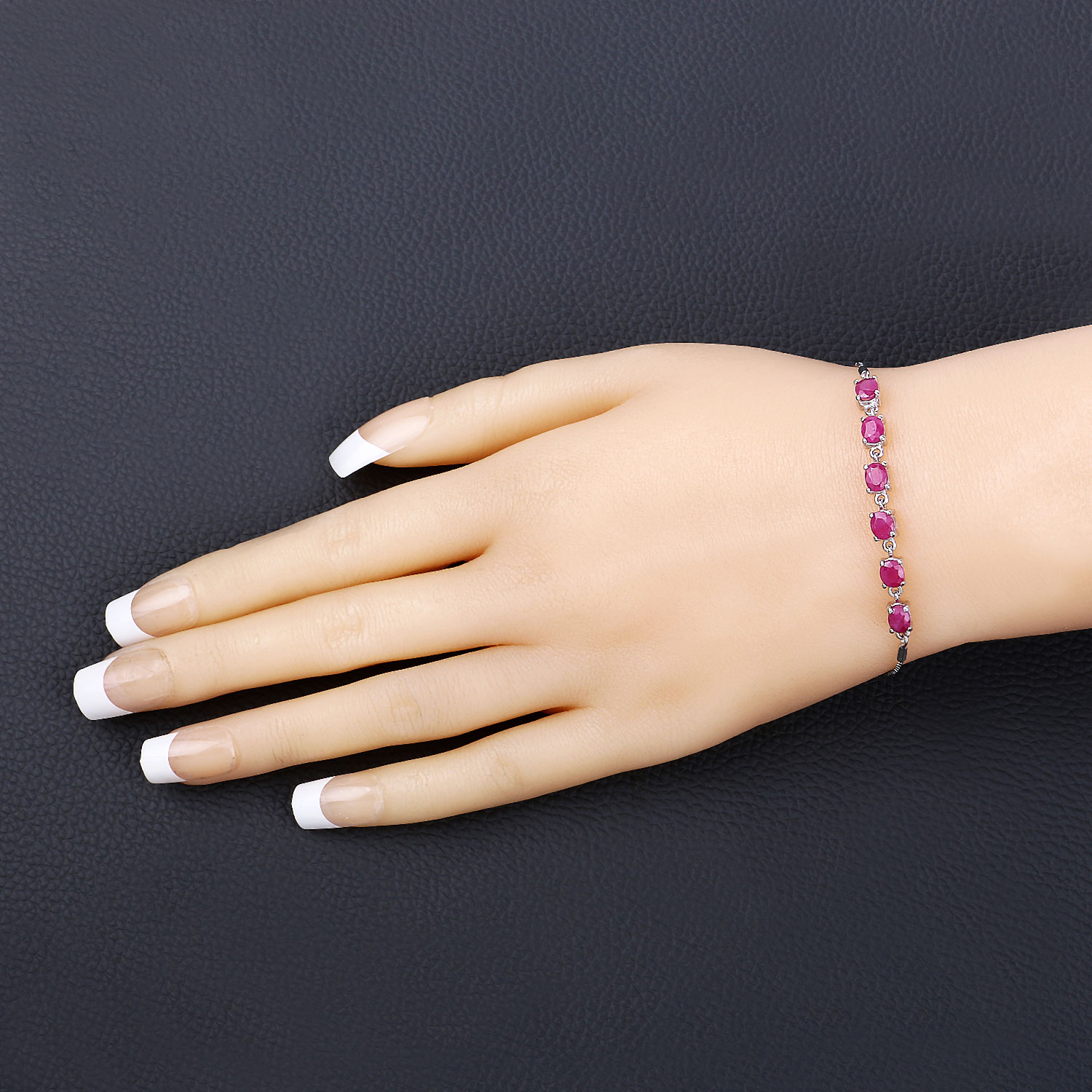 1.80 Carat Genuine Ruby .925 Sterling Silver Bracelet