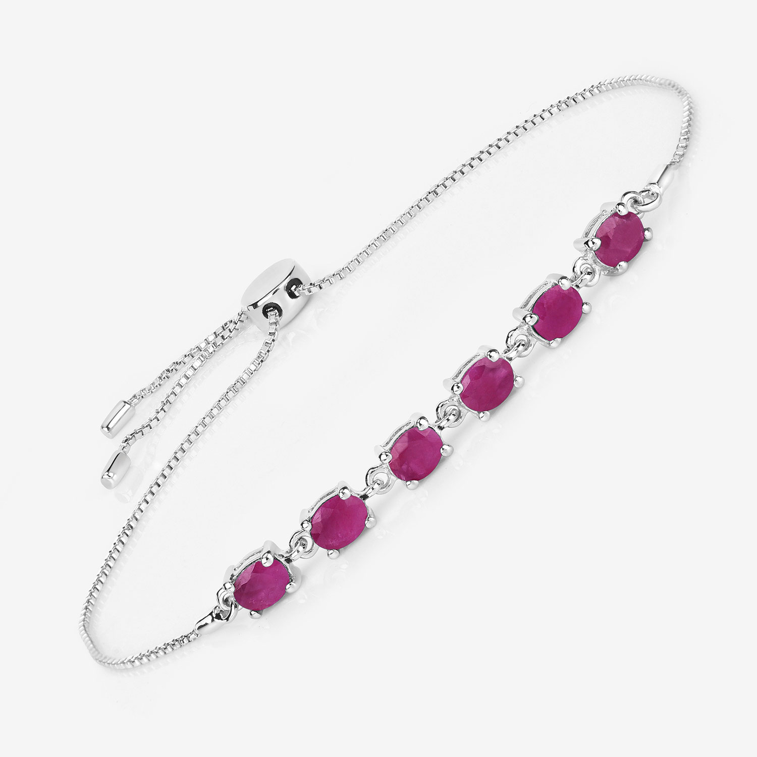 1.80 Carat Genuine Ruby .925 Sterling Silver Bracelet