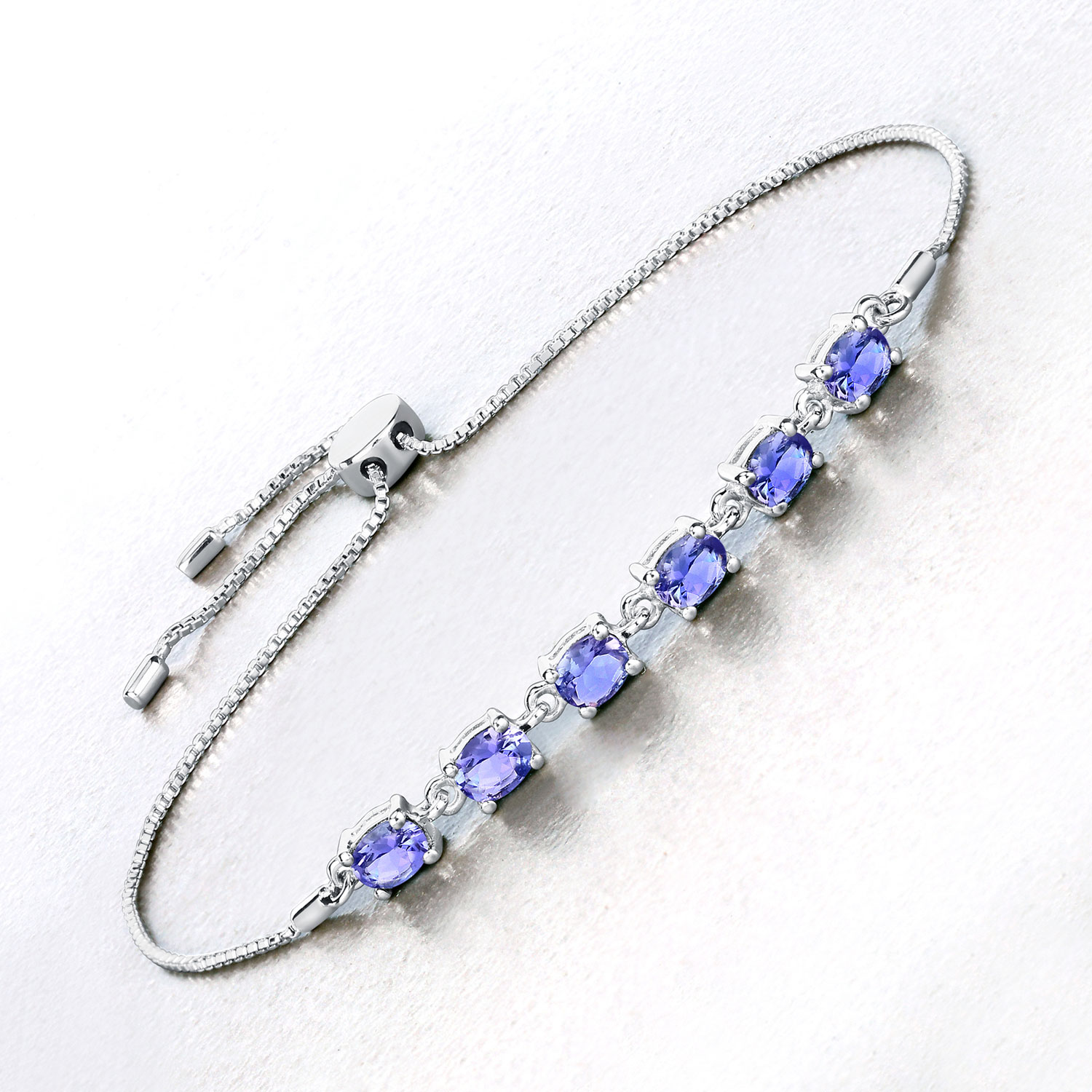 1.98 Carat Genuine Tanzanite .925 Sterling Silver Bracelet