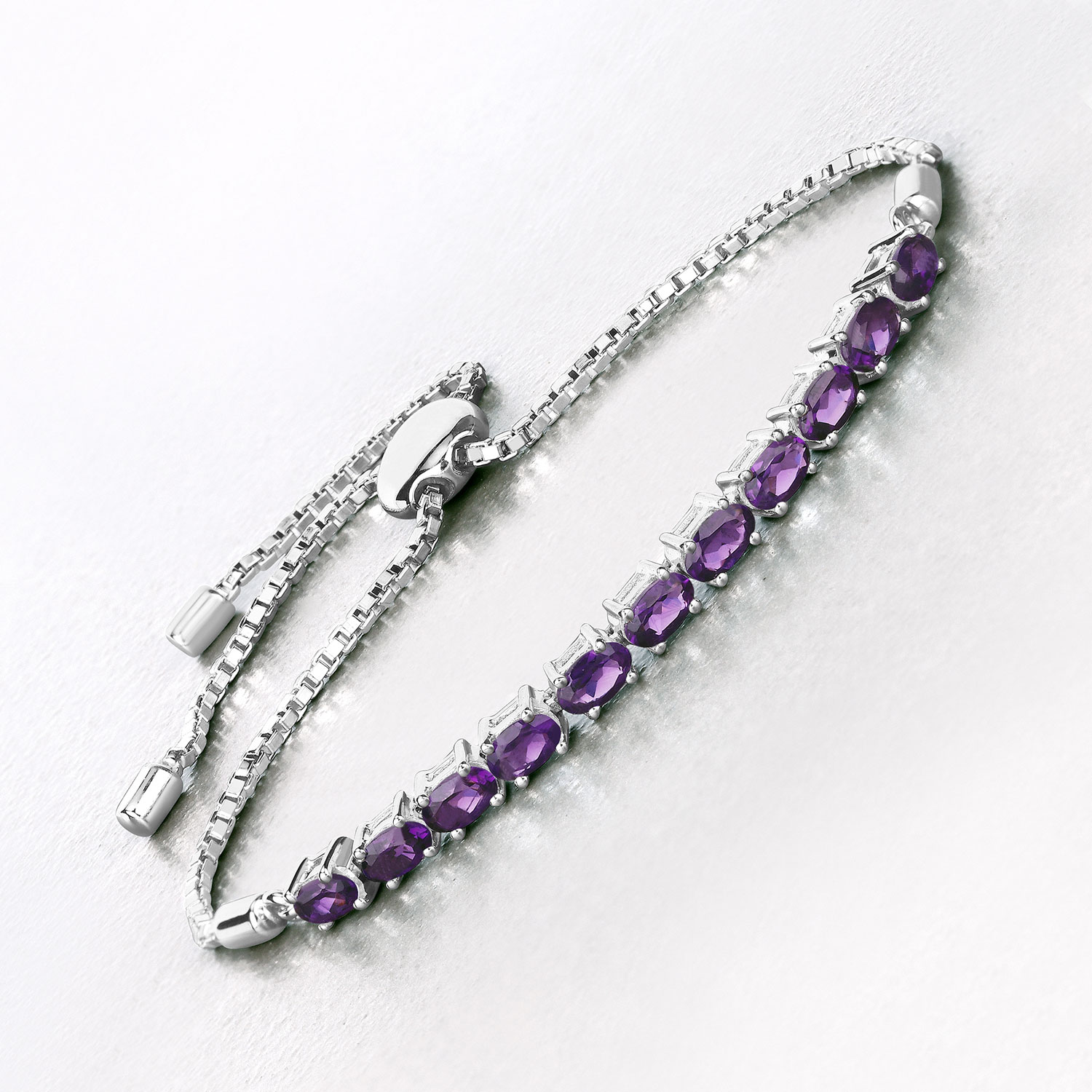 1.98 Carat Genuine Amethyst .925 Sterling Silver Bracelet