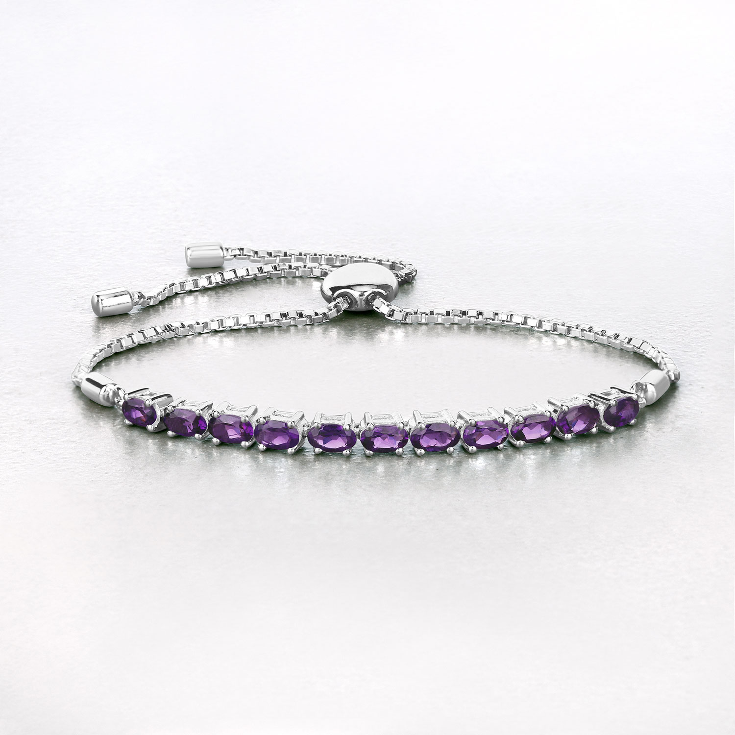 1.98 Carat Genuine Amethyst .925 Sterling Silver Bracelet