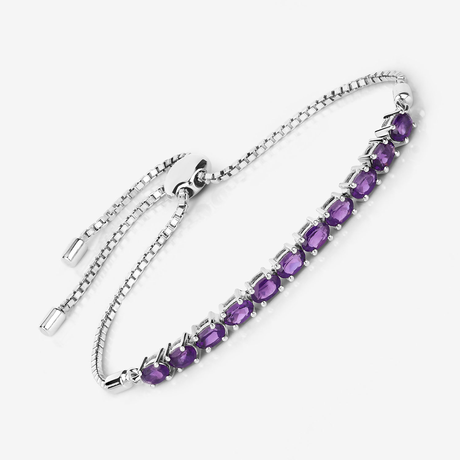1.98 Carat Genuine Amethyst .925 Sterling Silver Bracelet