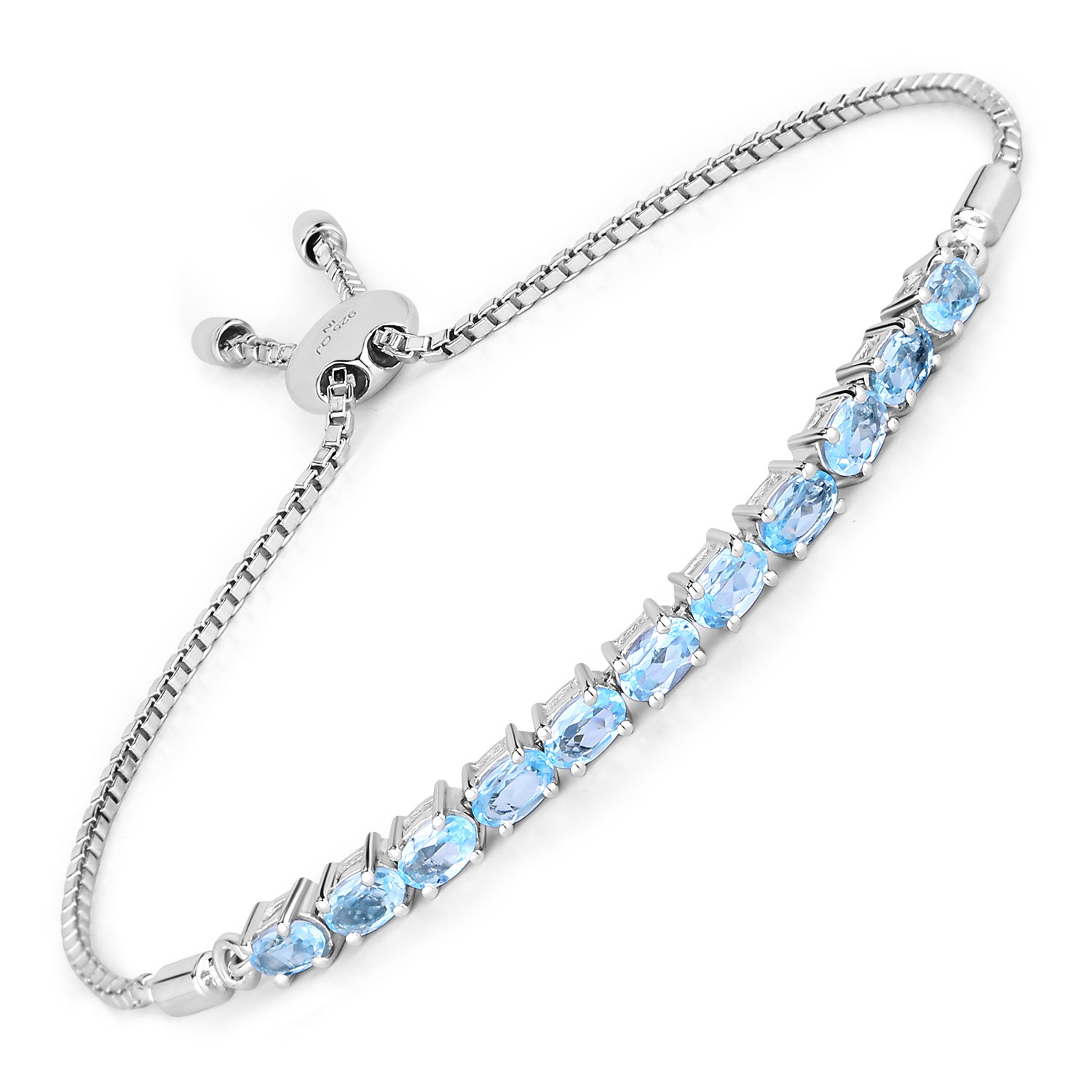 2.75 Carat Genuine Blue Topaz .925 Sterling Silver Bracelet