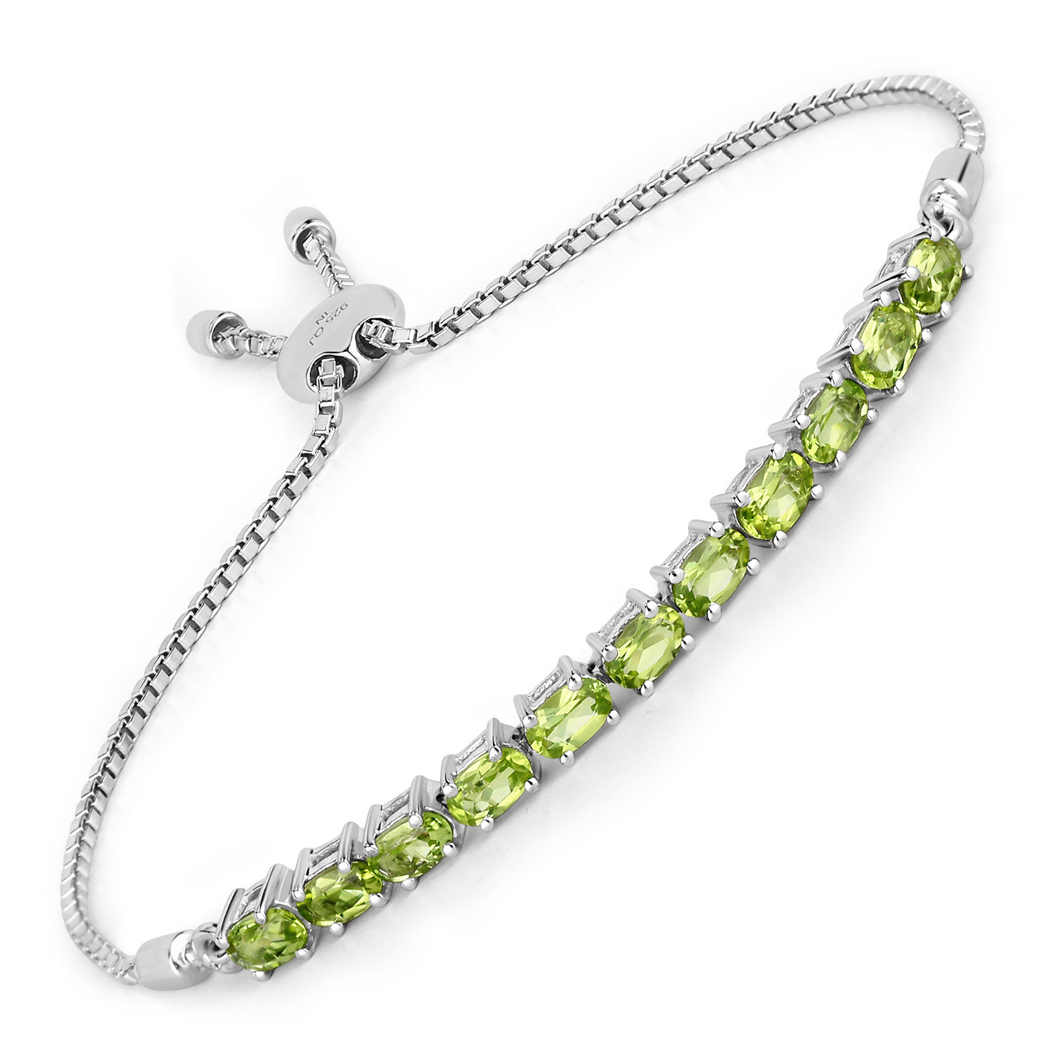 2.53 Carat Genuine Peridot .925 Sterling Silver Bracelet