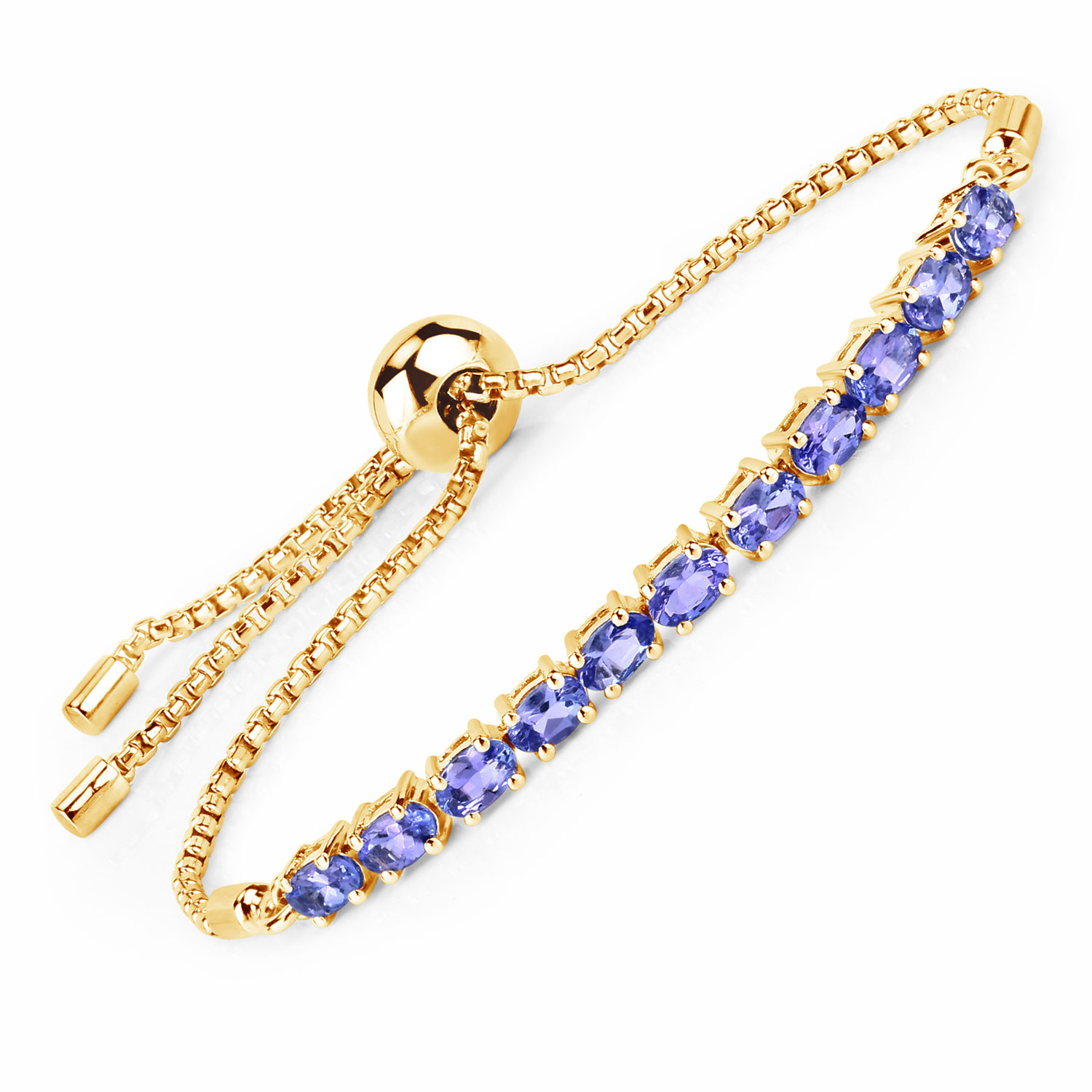 2.29 Carat Genuine Tanzanite .925 Sterling Silver Bracelet