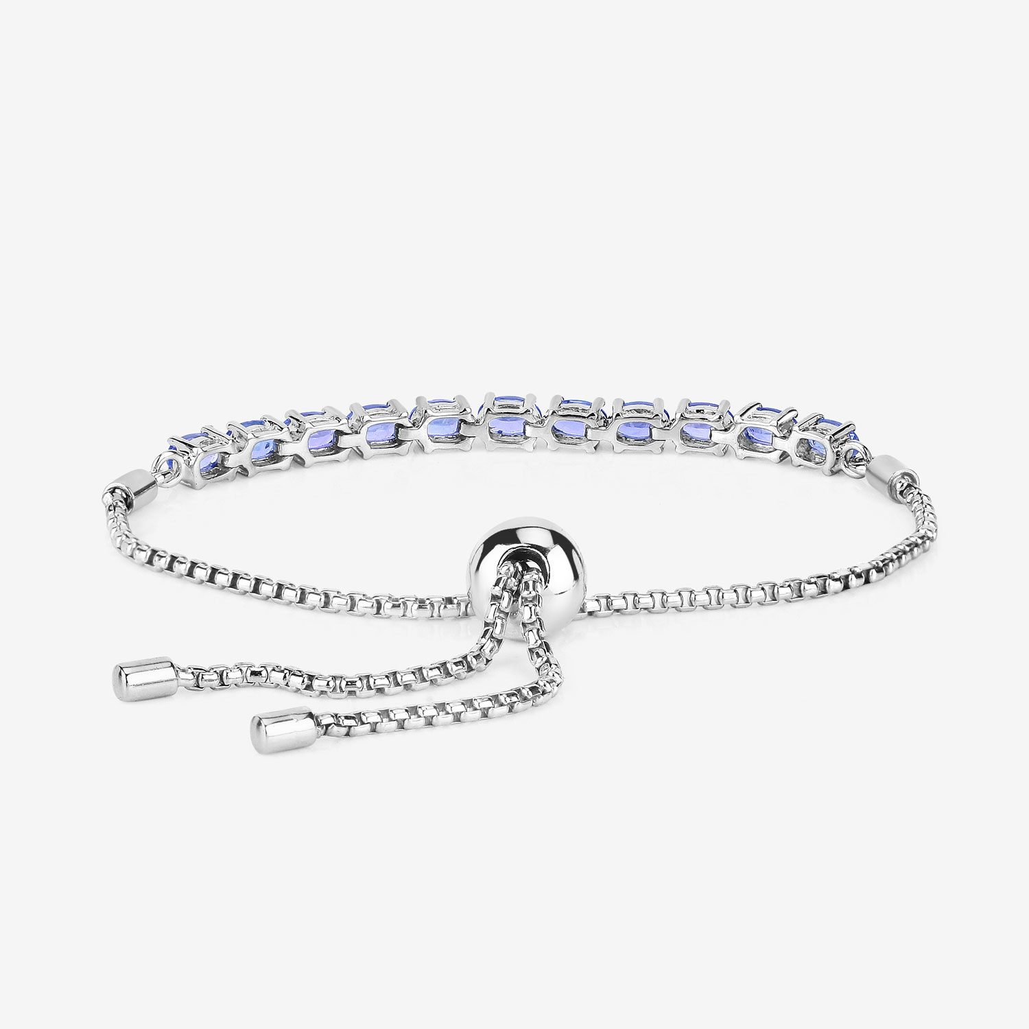 2.29 Carat Genuine Tanzanite .925 Sterling Silver Bracelet