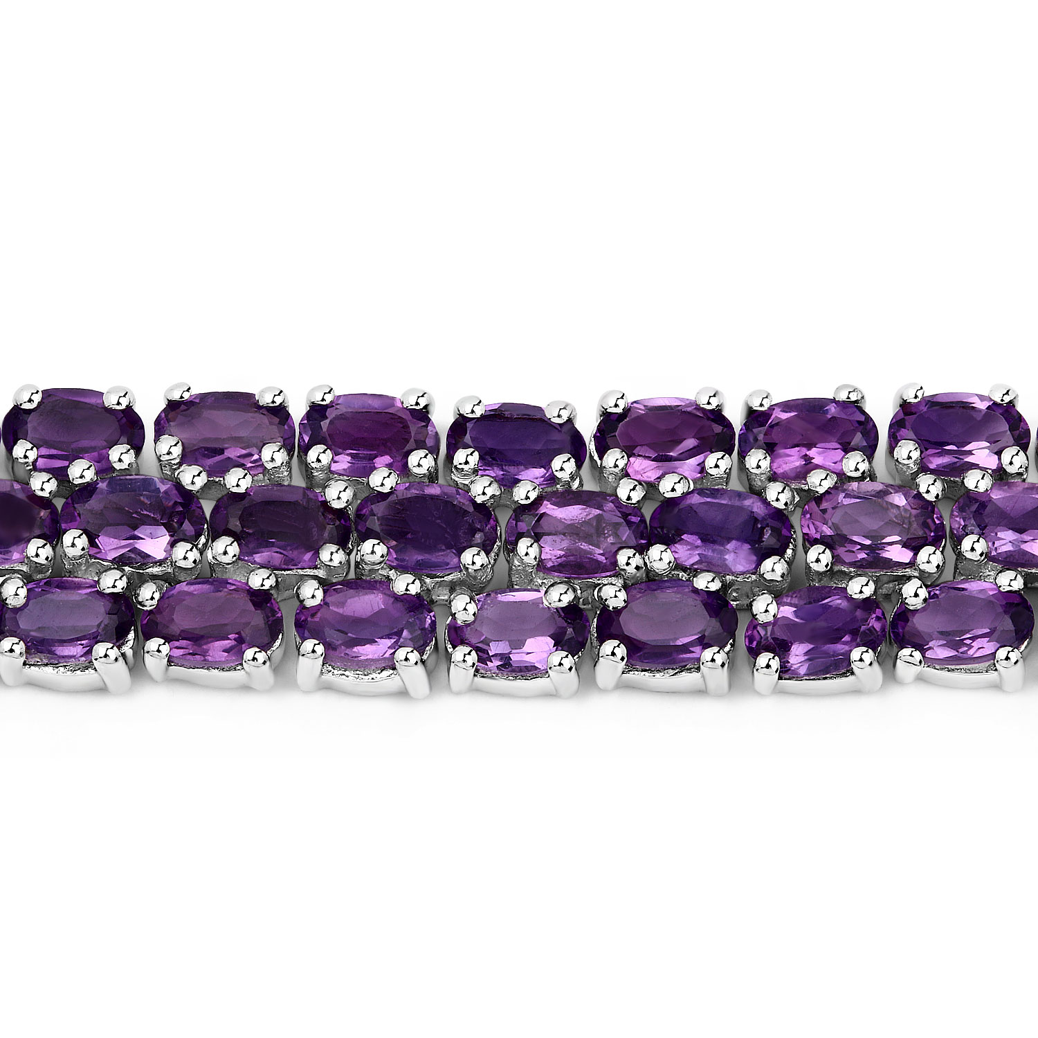 18.72 Carat Genuine Amethyst .925 Sterling Silver Bracelet