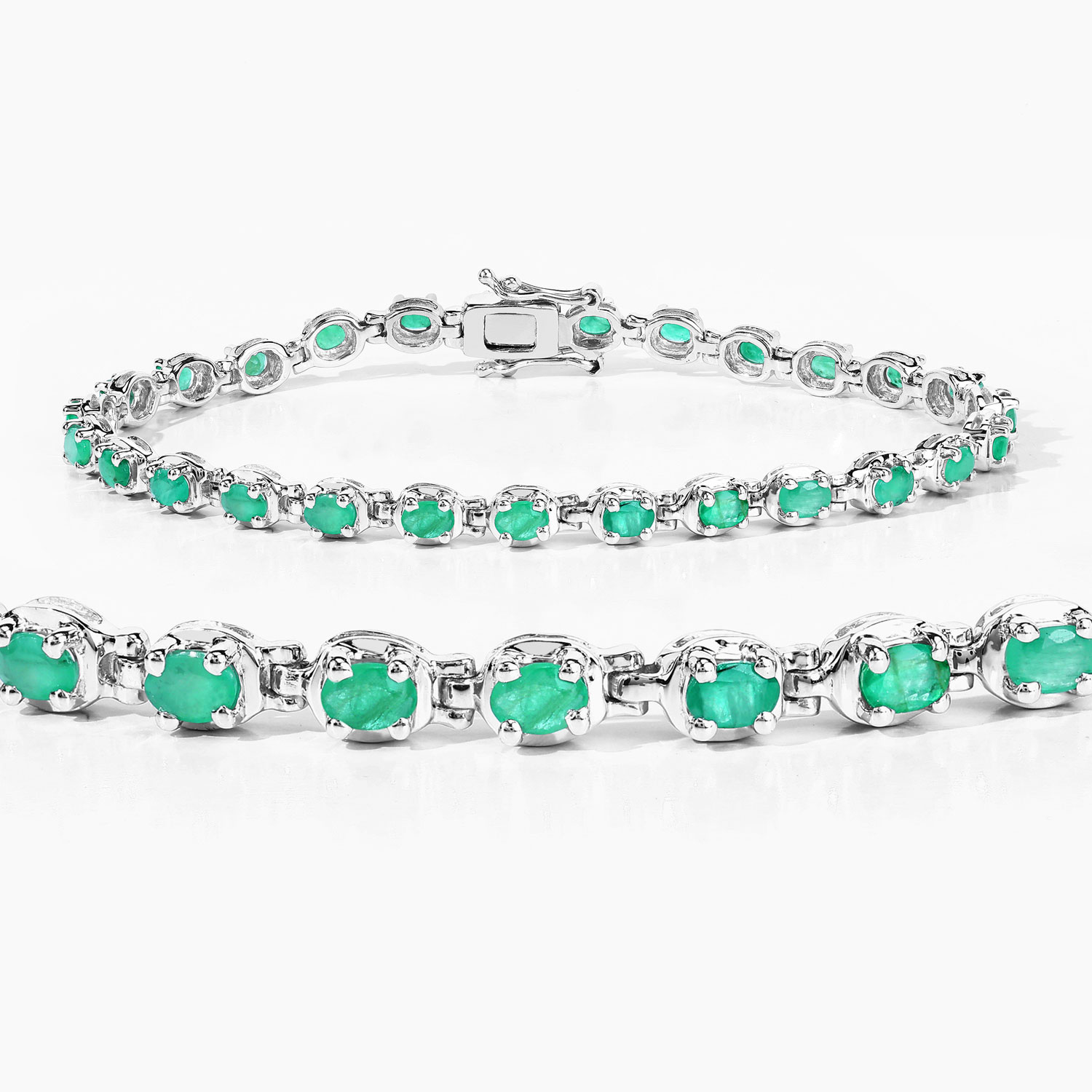 3.78 Carat Genuine Emerald .925 Sterling Silver Bracelet