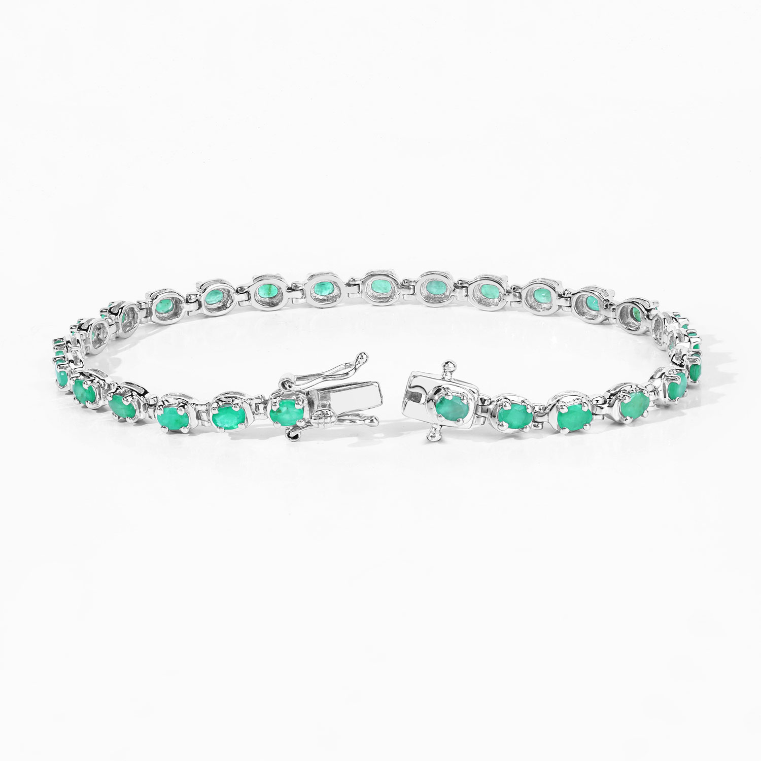3.78 Carat Genuine Emerald .925 Sterling Silver Bracelet