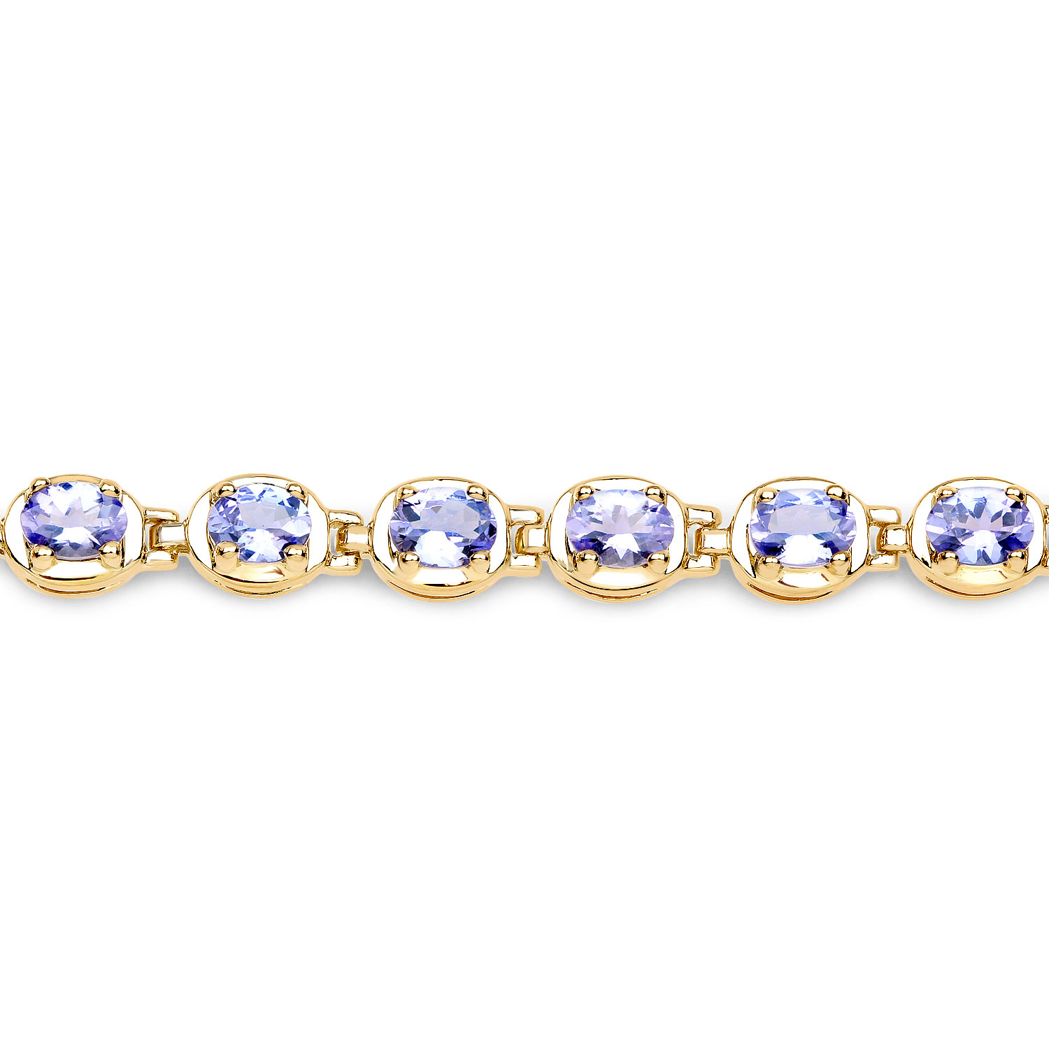 14K Yellow Gold Plated 4.59 Carat Genuine Tanzanite .925 Sterling Silver Bracelet