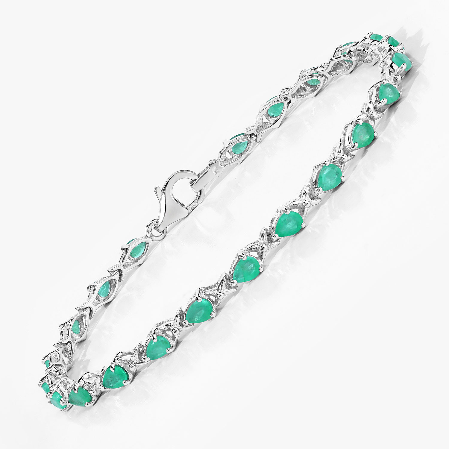 3.08 Carat Genuine Emerald .925 Sterling Silver Bracelet