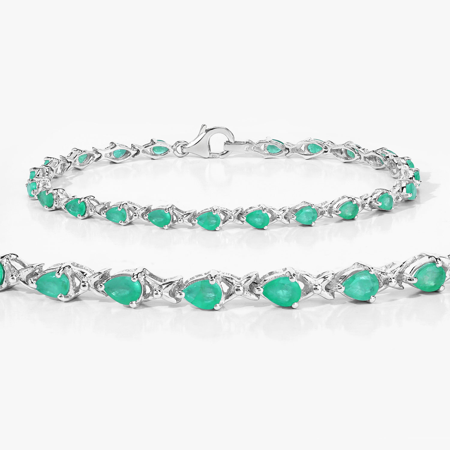 3.08 Carat Genuine Emerald .925 Sterling Silver Bracelet