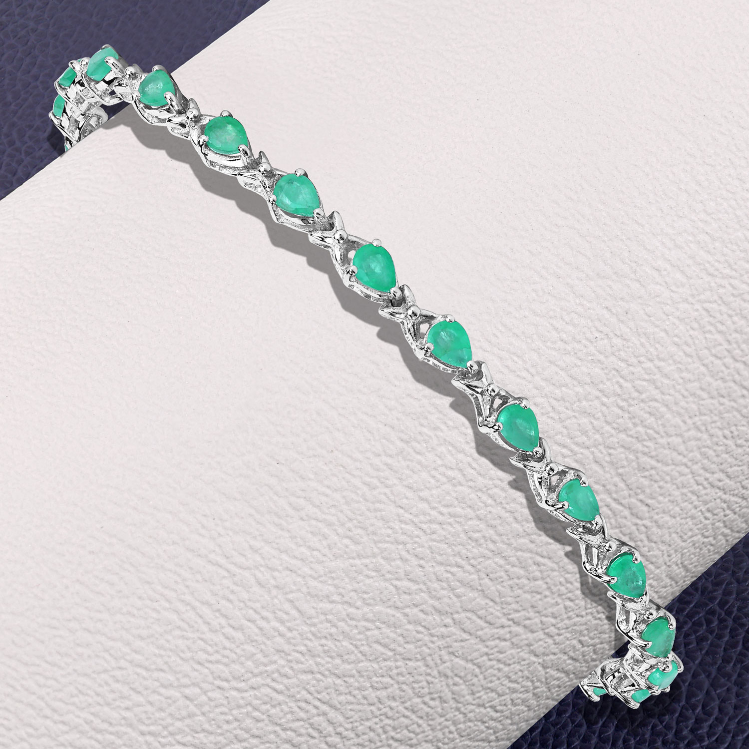 3.08 Carat Genuine Emerald .925 Sterling Silver Bracelet