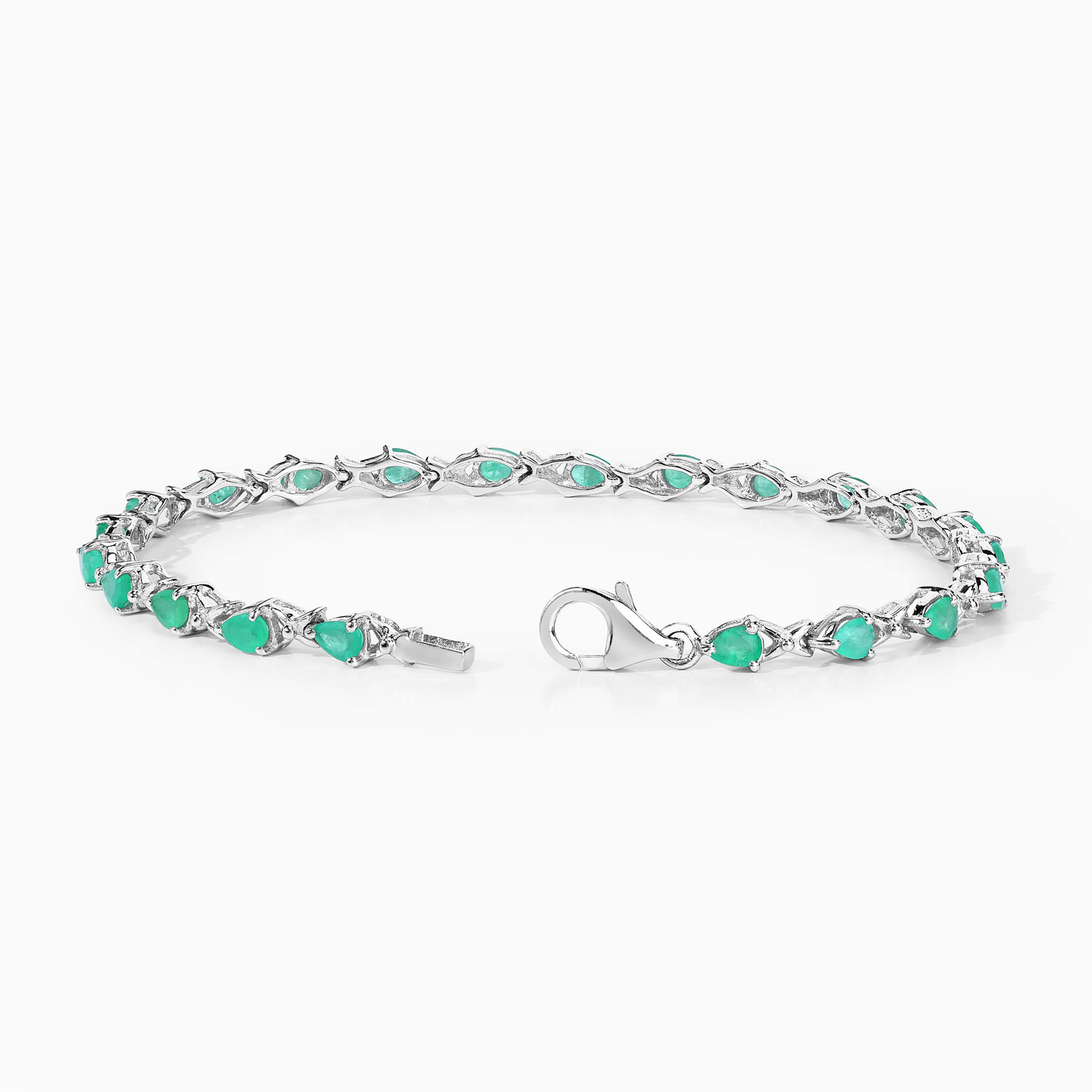 3.08 Carat Genuine Emerald .925 Sterling Silver Bracelet