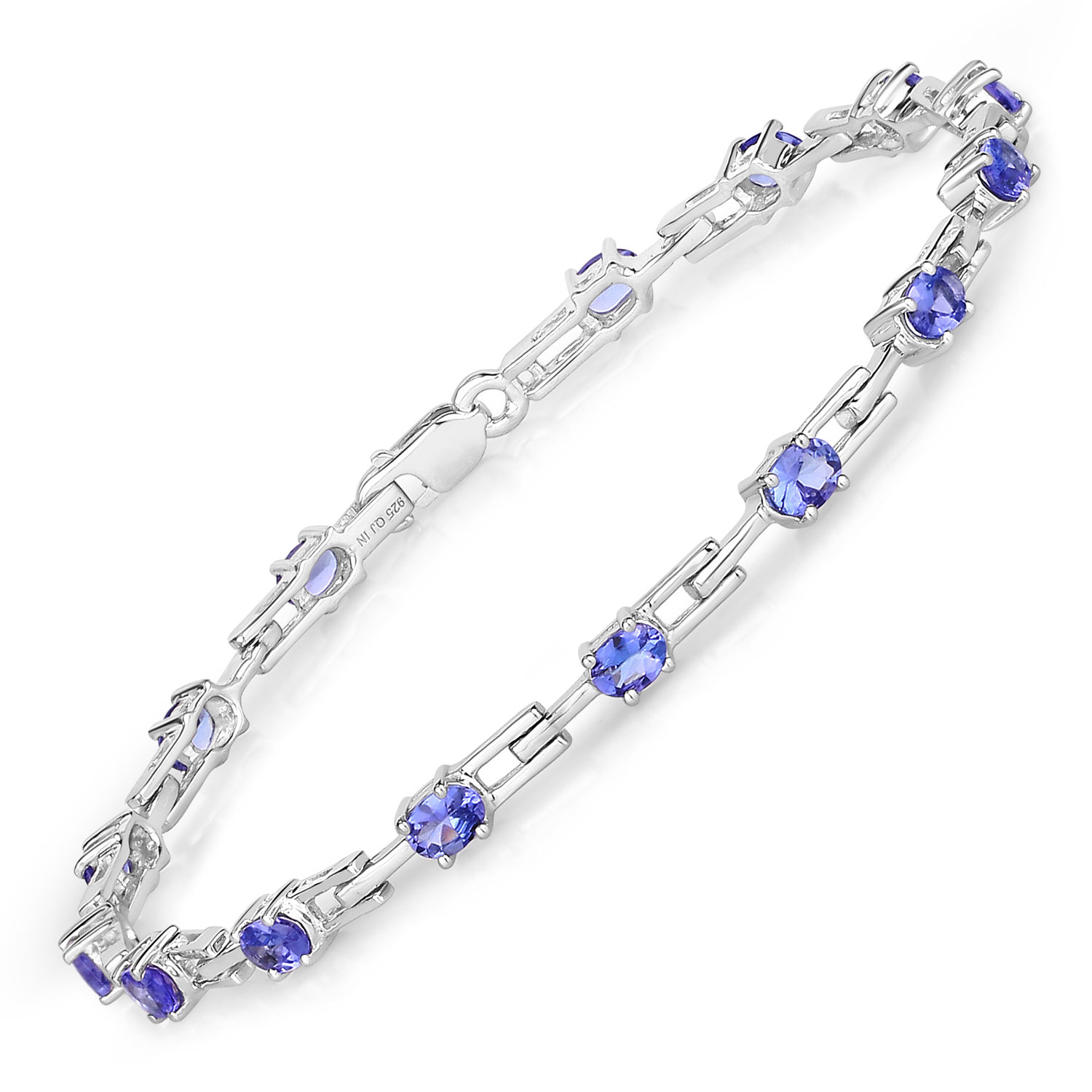 2.55 Carat Genuine Tanzanite .925 Sterling Silver Bracelet