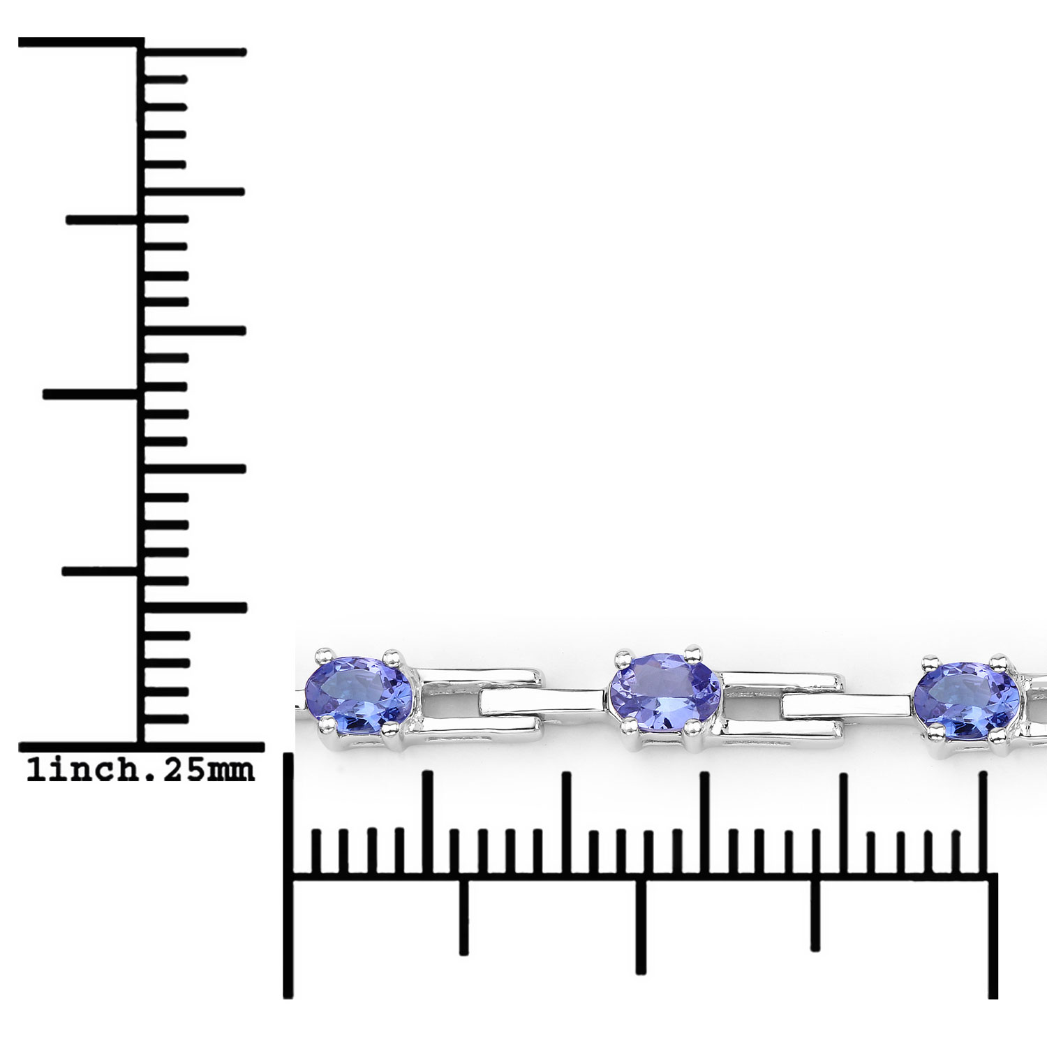 2.55 Carat Genuine Tanzanite .925 Sterling Silver Bracelet