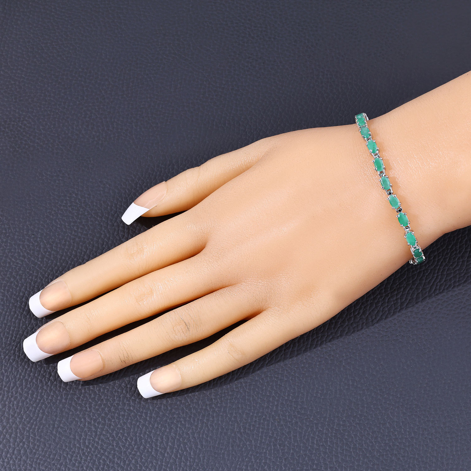 4.80 Carat Genuine Emerald .925 Sterling Silver Bracelet