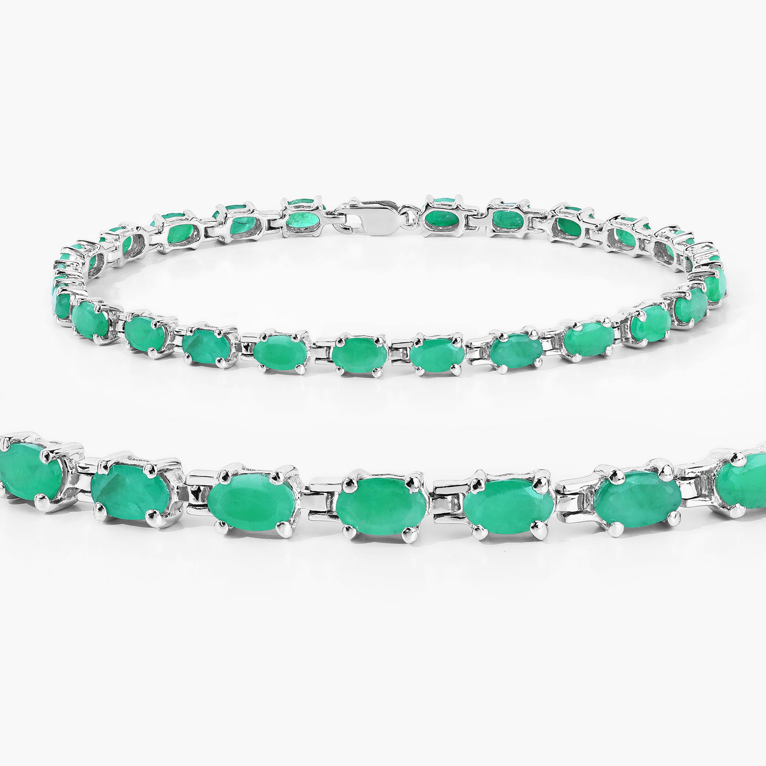 4.80 Carat Genuine Emerald .925 Sterling Silver Bracelet