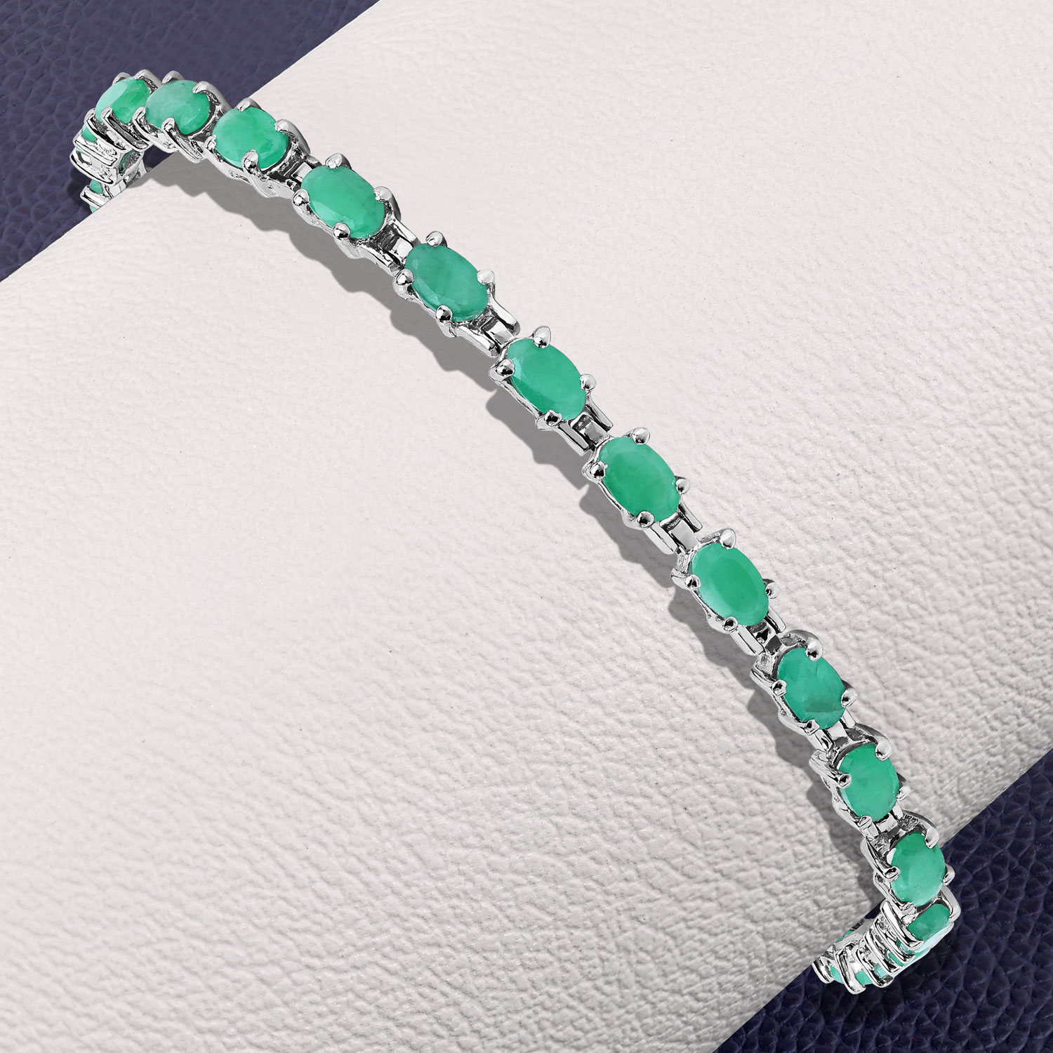 4.80 Carat Genuine Emerald .925 Sterling Silver Bracelet
