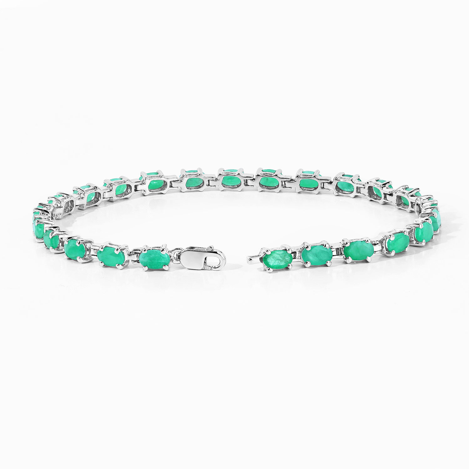 4.80 Carat Genuine Emerald .925 Sterling Silver Bracelet