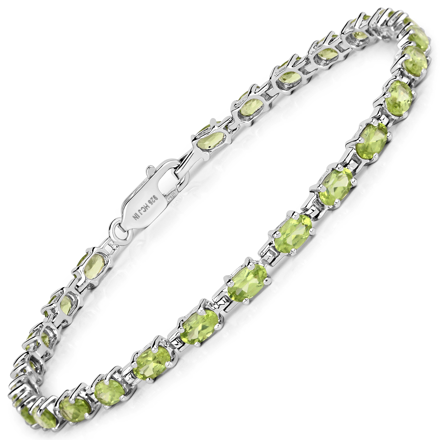 5.98 Carat Genuine Peridot .925 Sterling Silver Bracelet