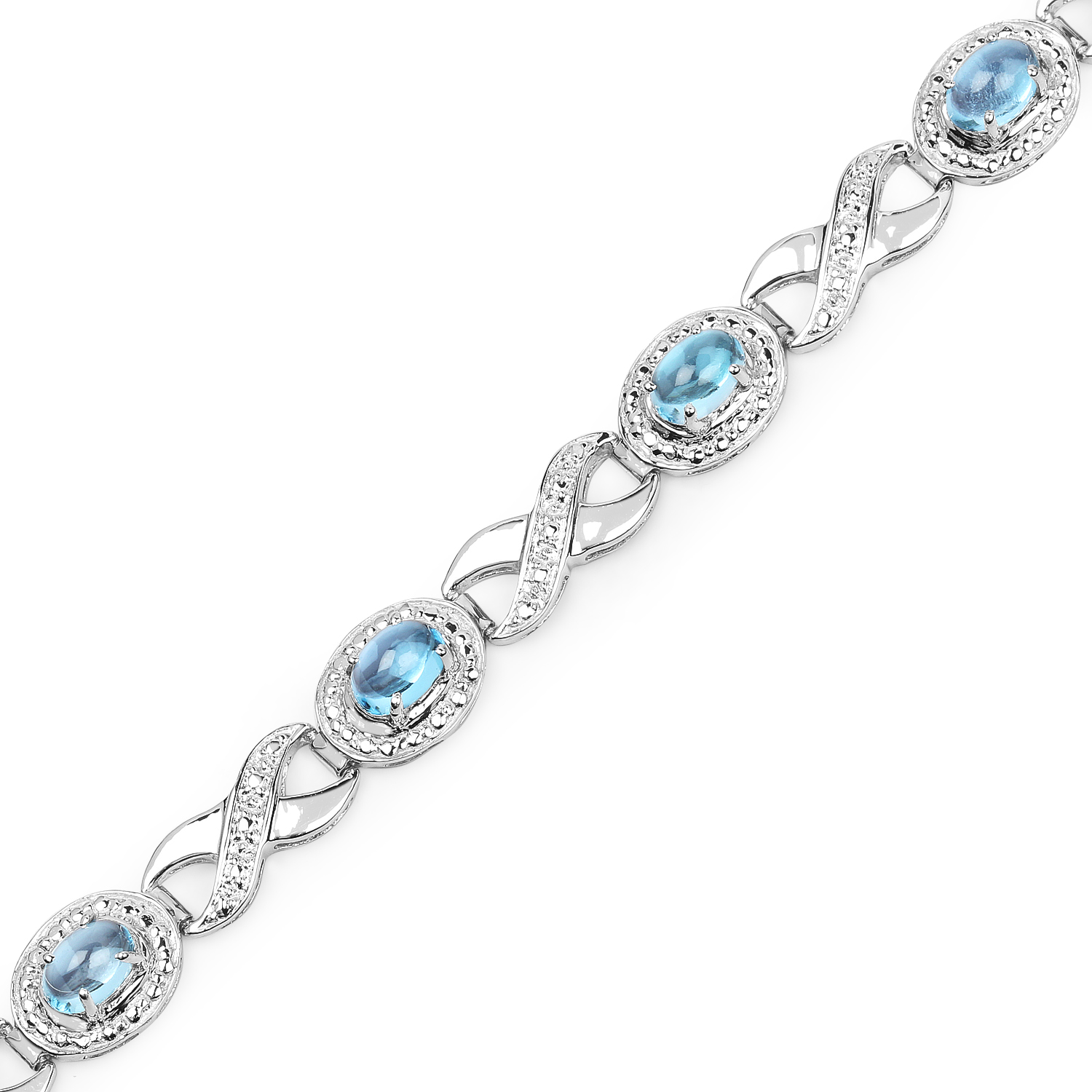 5.60 Carat Genuine Swiss Blue Topaz .925 Sterling Silver Bracelet