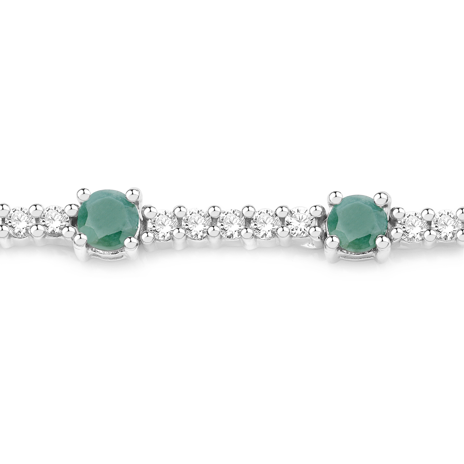 5.69 Carat Genuine Emerald and White Zircon .925 Sterling Silver Bracelet