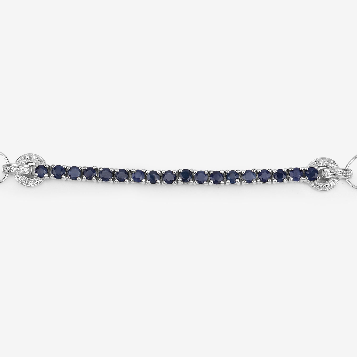 2.41 Carat Genuine Blue Sapphire and White Zircon .925 Sterling Silver Bracelet