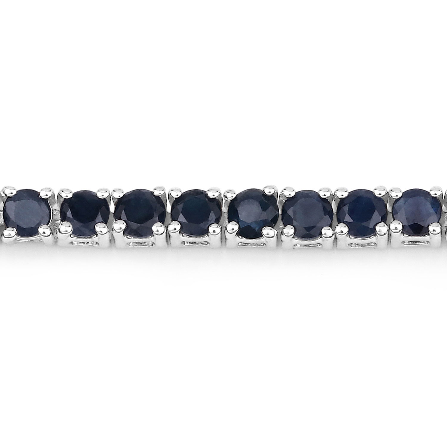 2.41 Carat Genuine Blue Sapphire and White Zircon .925 Sterling Silver Bracelet