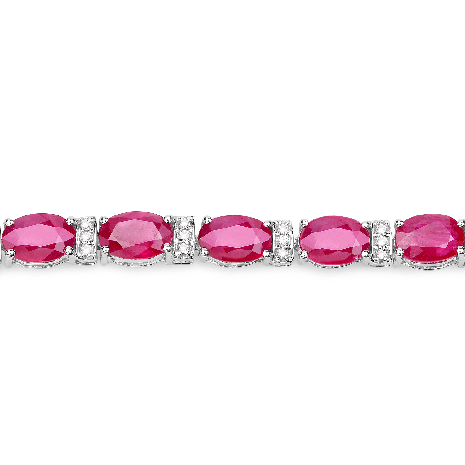 12.36 Carat Genuine Ruby and White Diamond 14K White Gold Bracelet