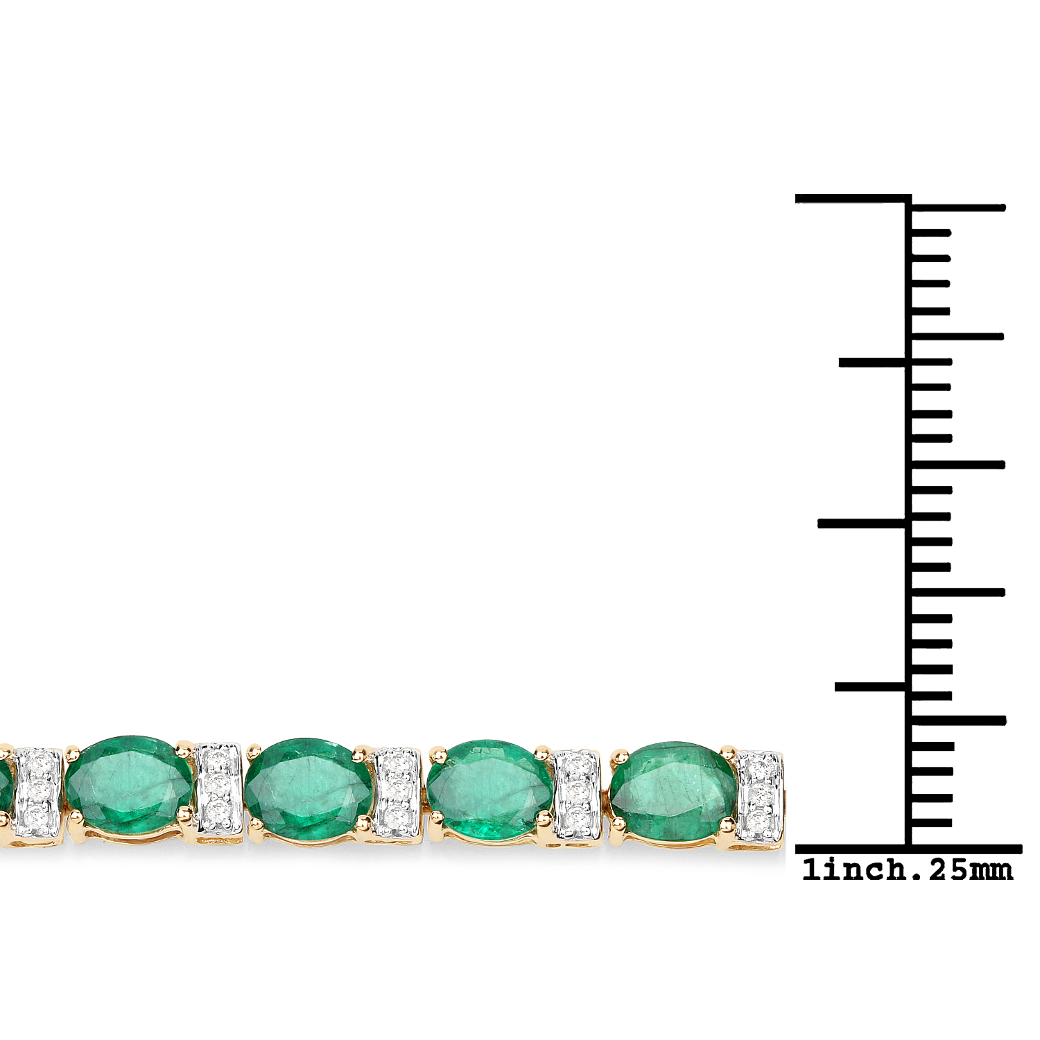 7.80 Carat Genuine Zambian Emerald and White Diamond 14K Yellow Gold Bracelet