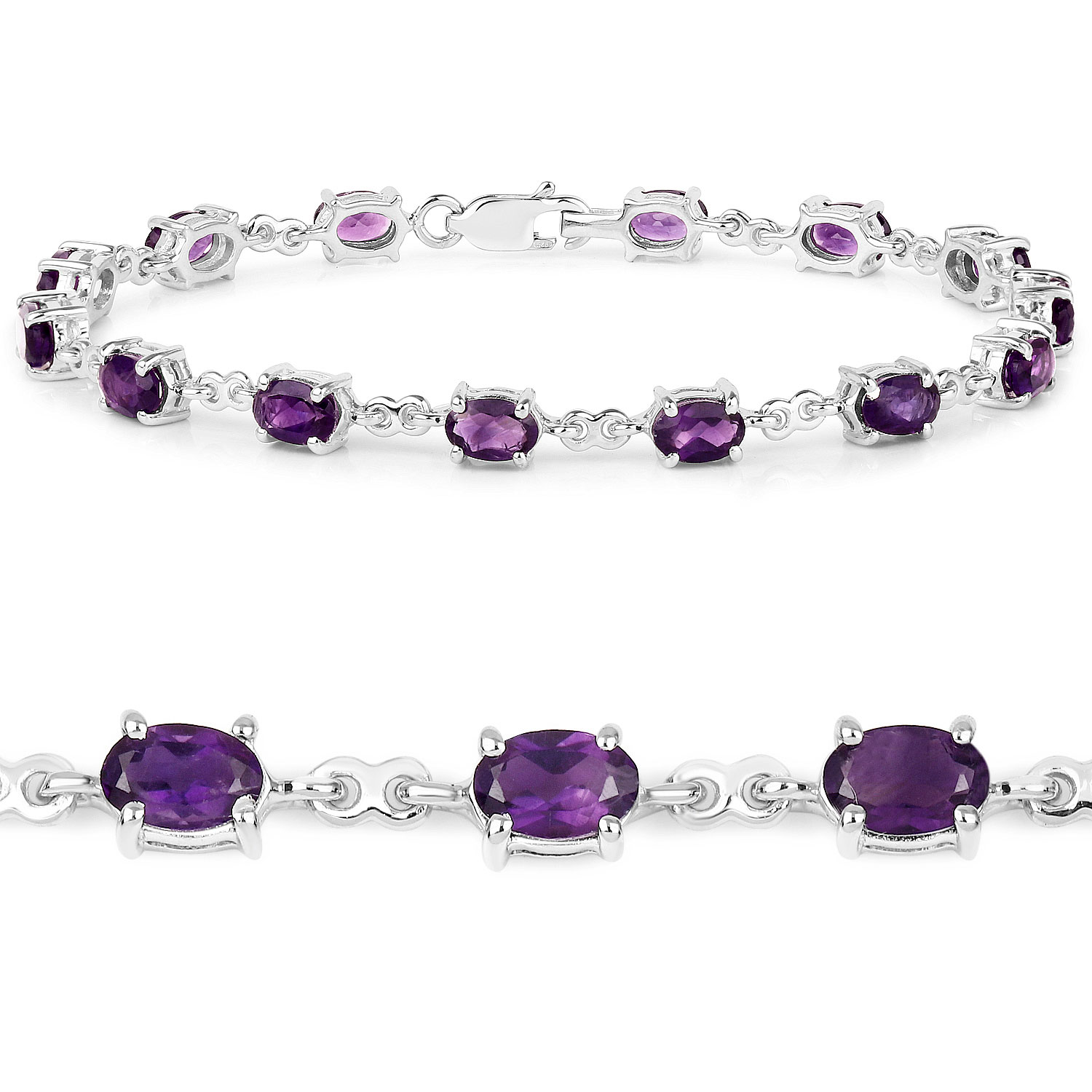 8.25 Carat Genuine Amethyst .925 Sterling Silver Bracelet