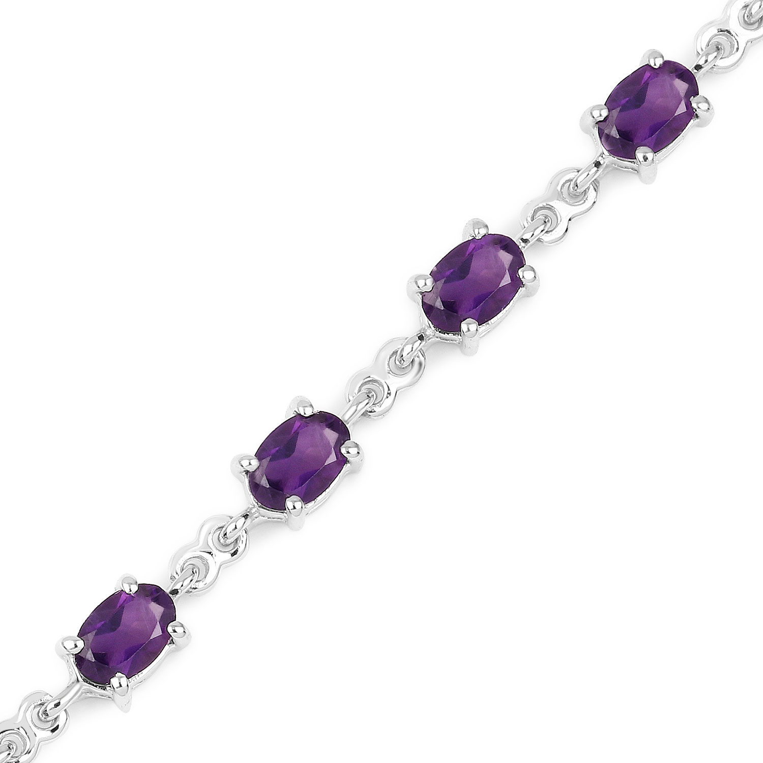 8.25 Carat Genuine Amethyst .925 Sterling Silver Bracelet