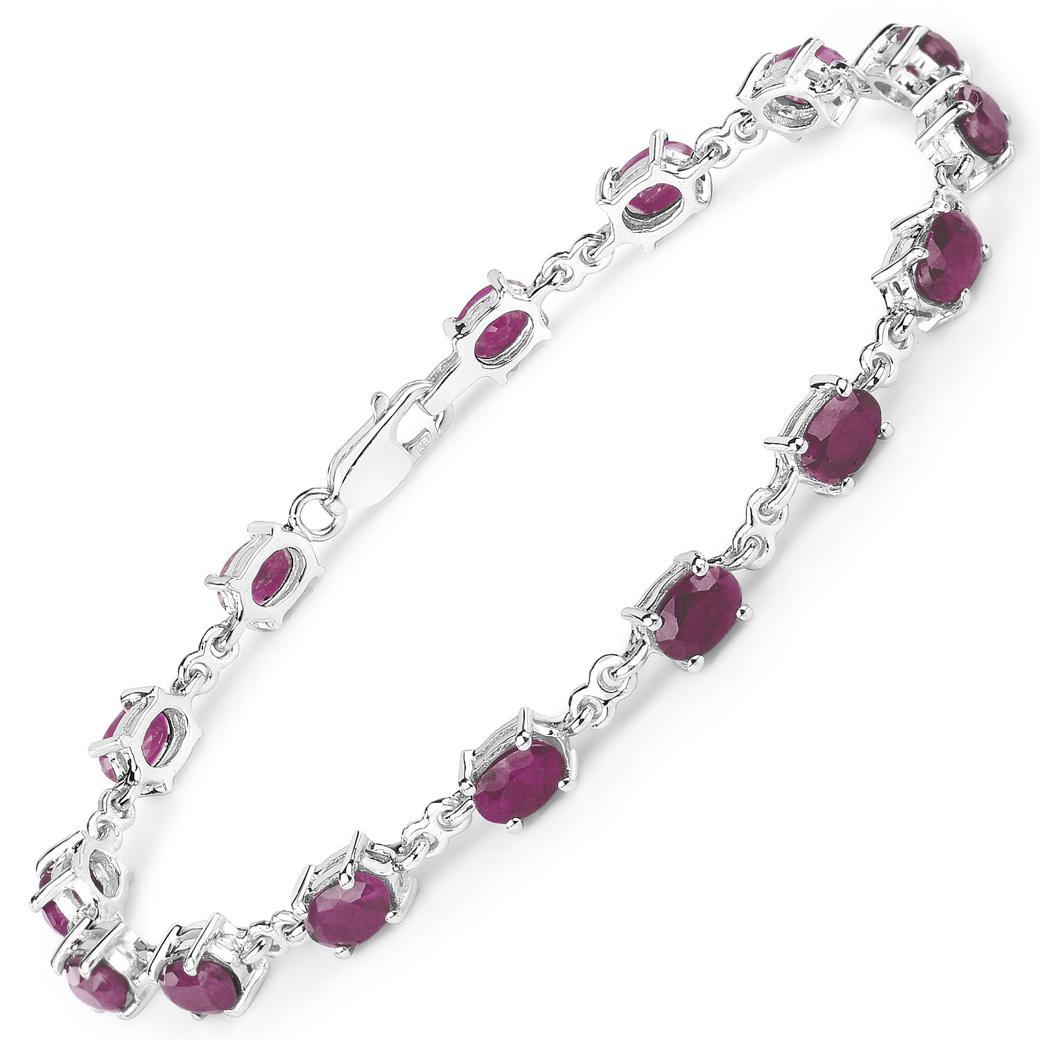 9.00 Carat Genuine Ruby .925 Sterling Silver Bracelet