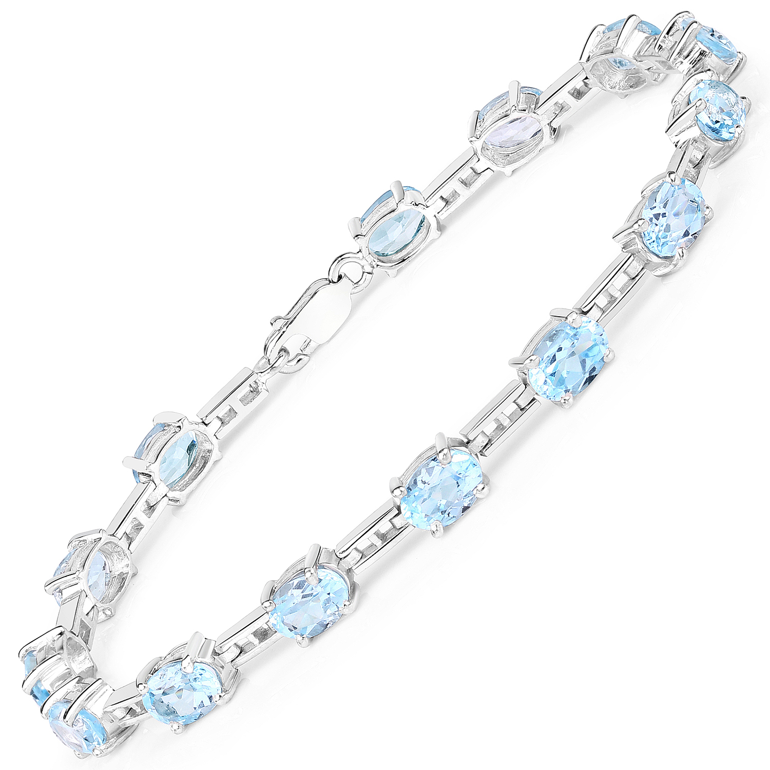 14.25 Carat Genuine Blue Topaz .925 Sterling Silver Bracelet