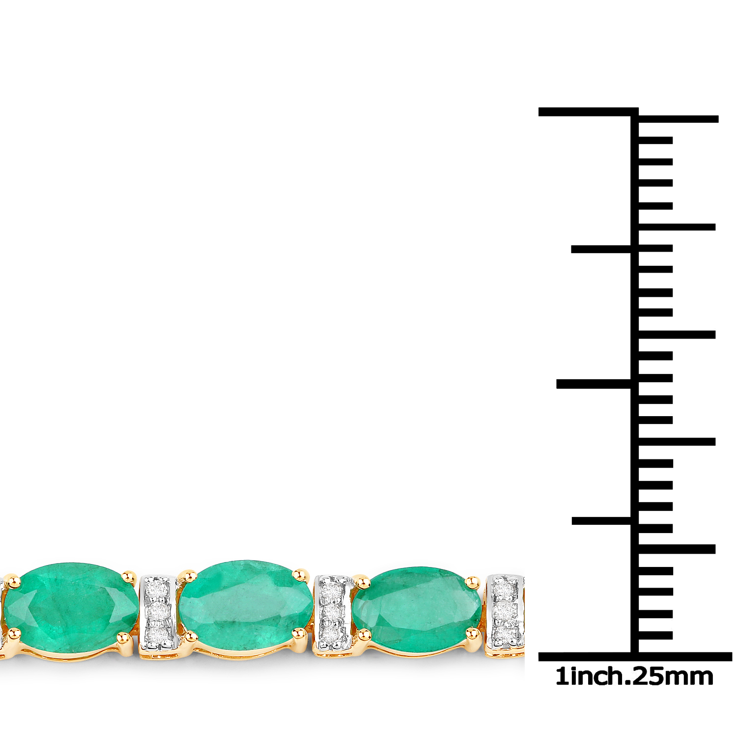 9.94 Carat Genuine Zambian Emerald and White Diamond 14K Yellow Gold Bracelet