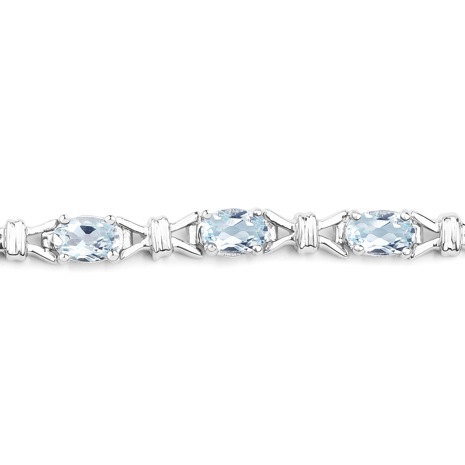 5.60 Carat Genuine Aquamarine .925 Sterling Silver Bracelet
