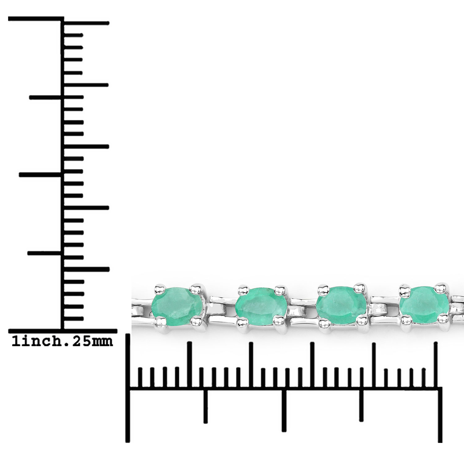 3.64 Carat Genuine Emerald .925 Sterling Silver Bracelet
