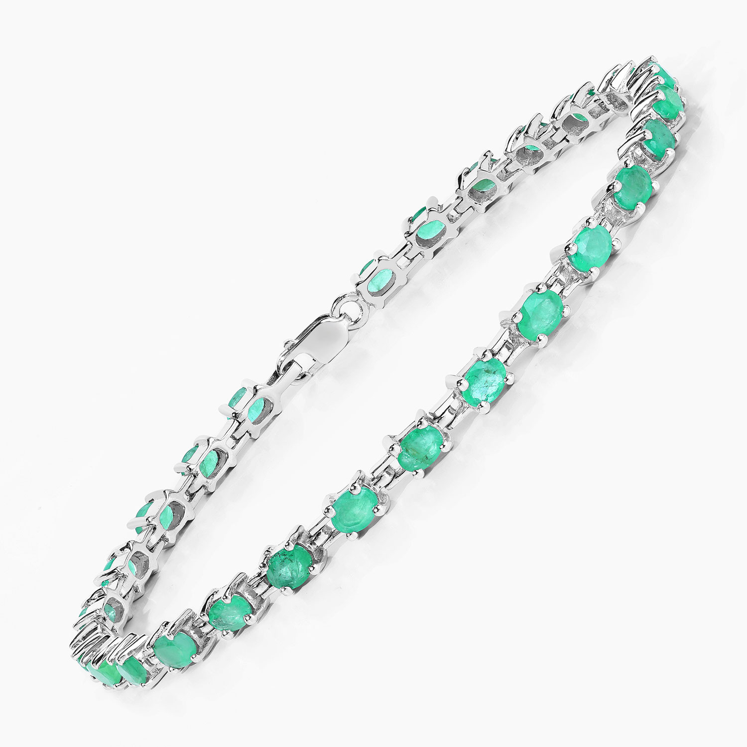 3.64 Carat Genuine Emerald .925 Sterling Silver Bracelet