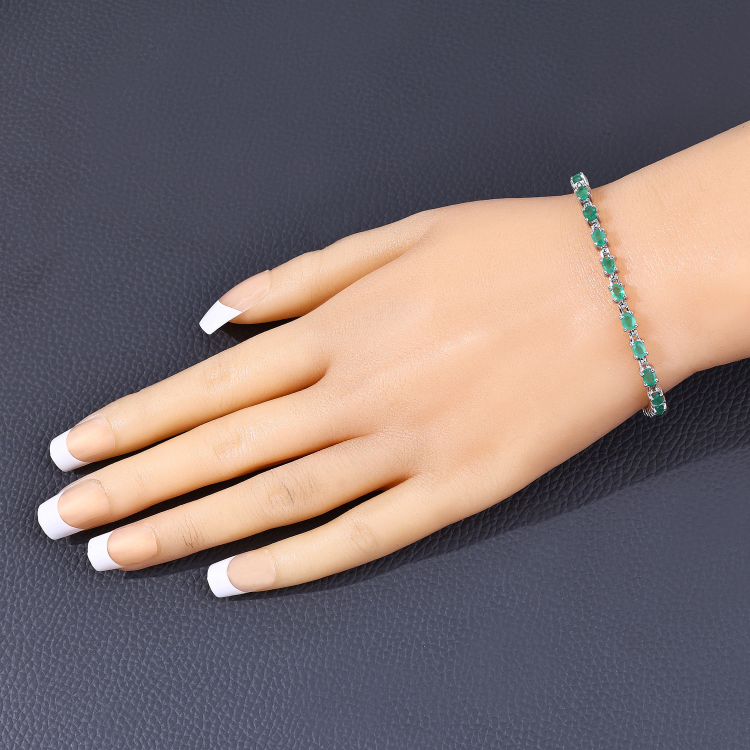 3.64 Carat Genuine Emerald .925 Sterling Silver Bracelet