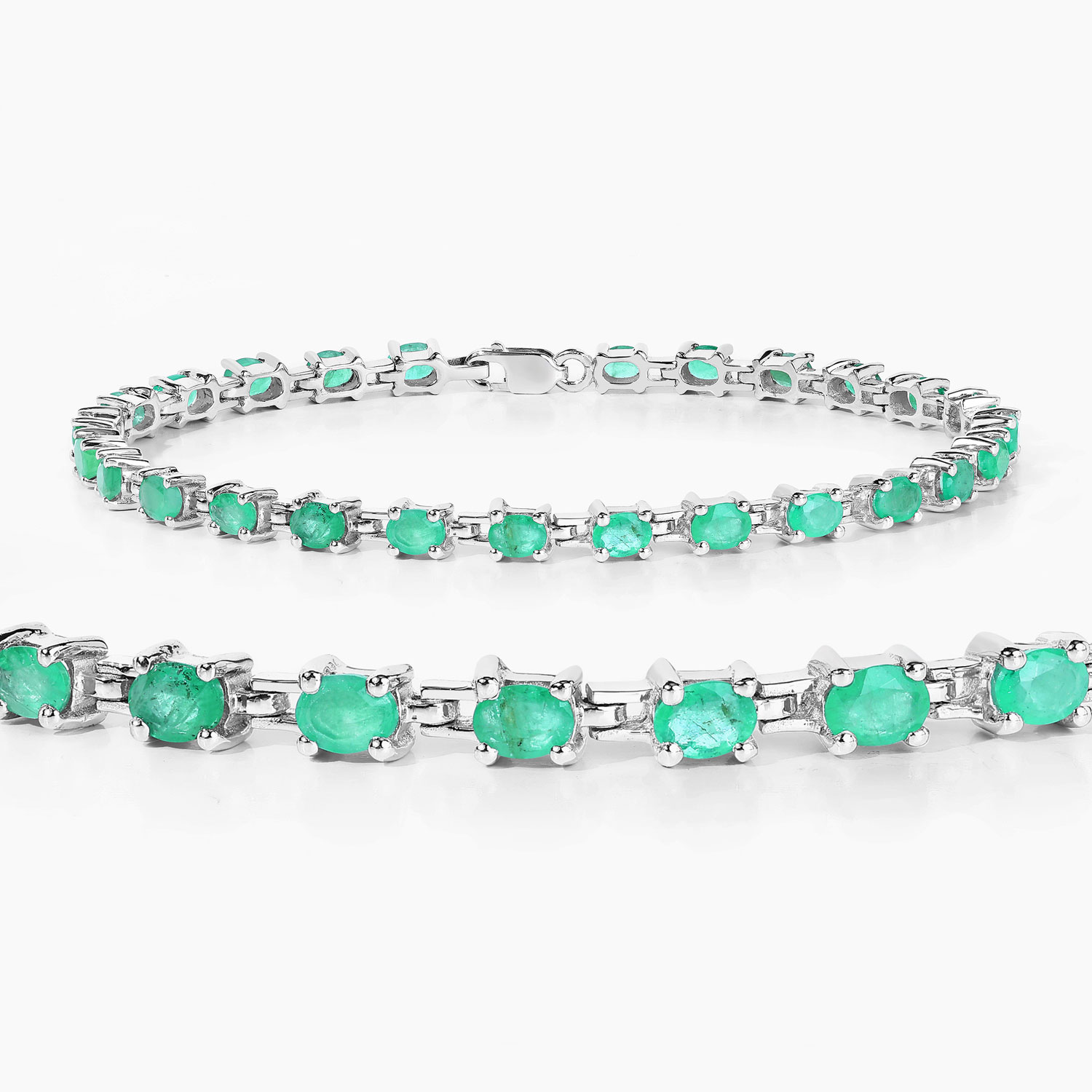 3.64 Carat Genuine Emerald .925 Sterling Silver Bracelet