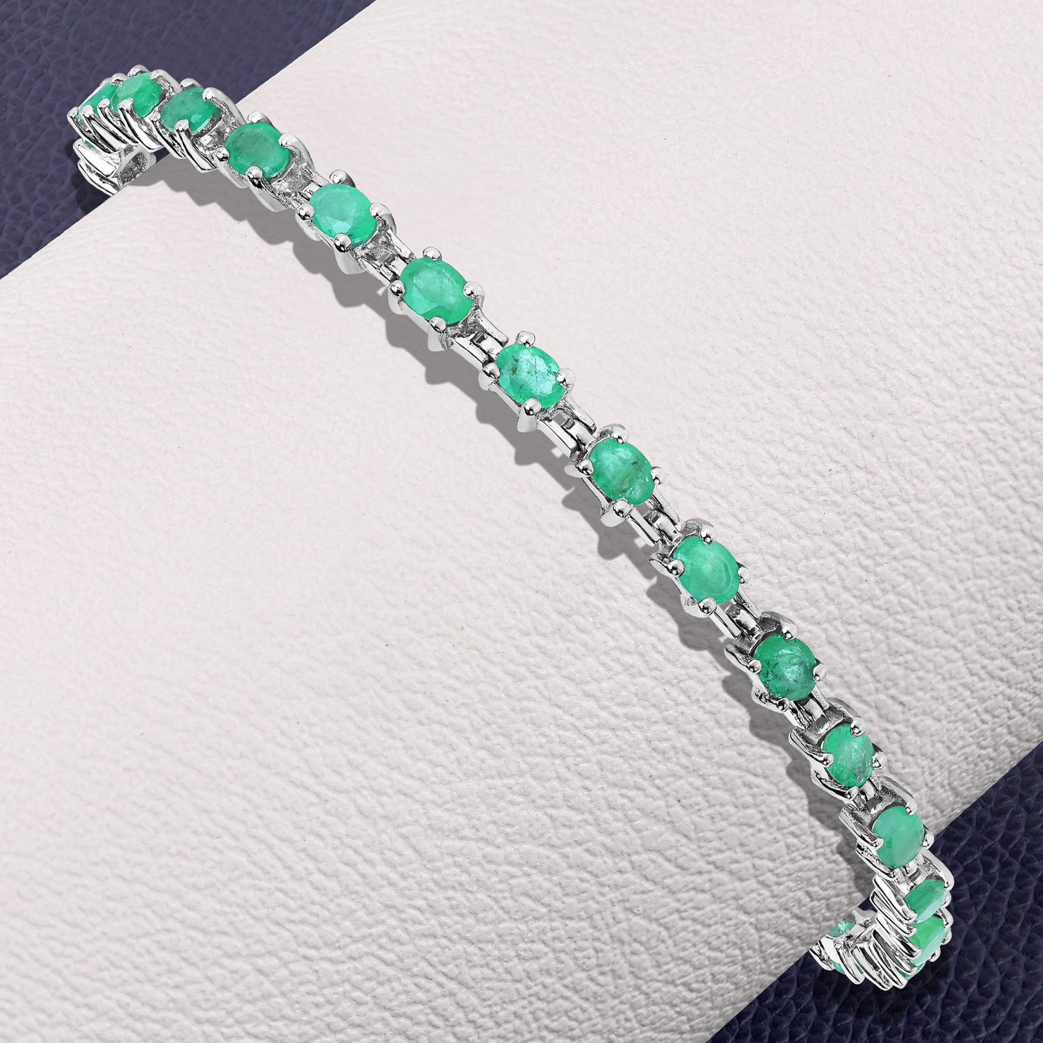 3.64 Carat Genuine Emerald .925 Sterling Silver Bracelet